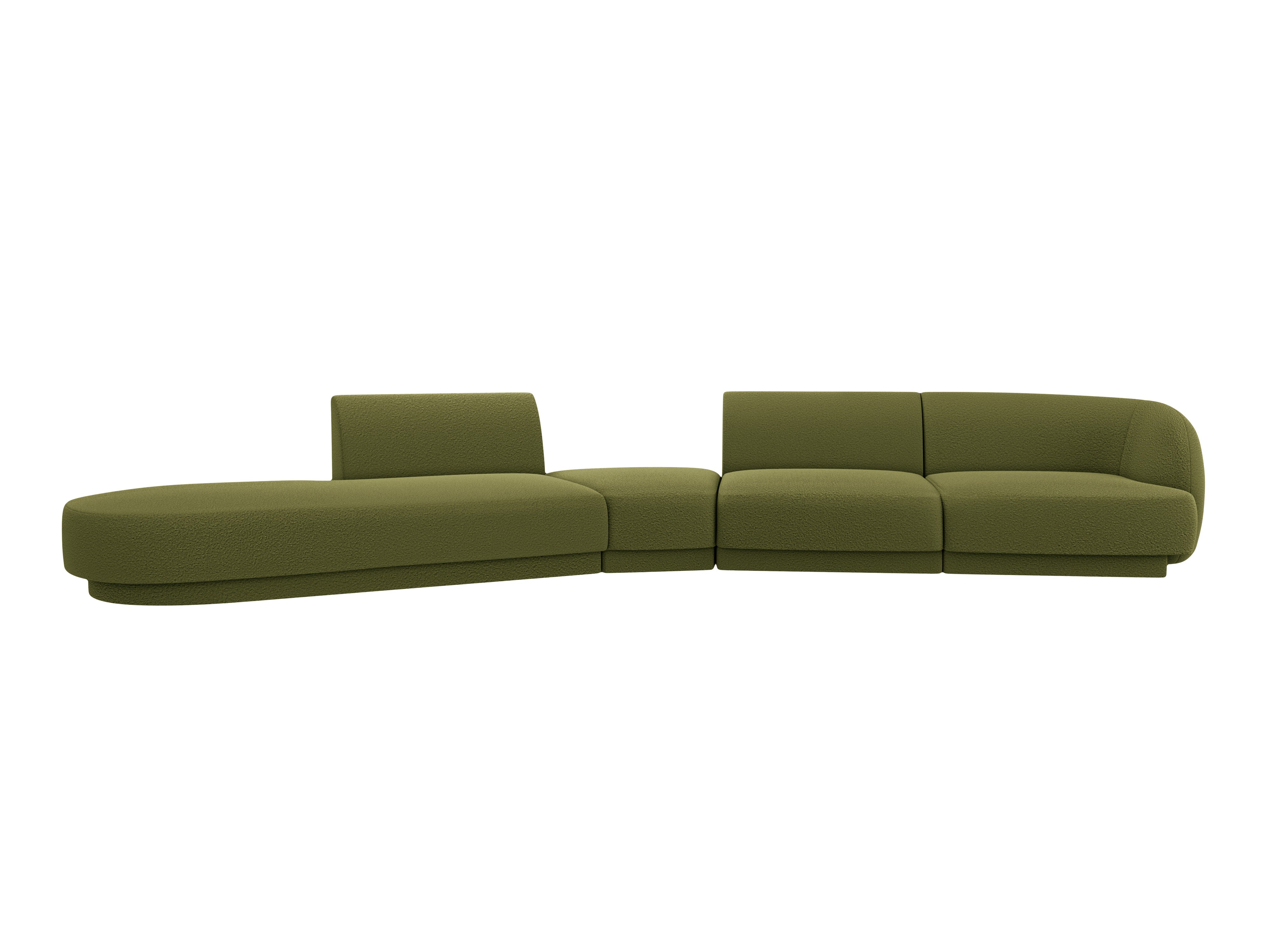 Modulares Ecksofa linksseitig für 7 Personen MILEY grün Boucle