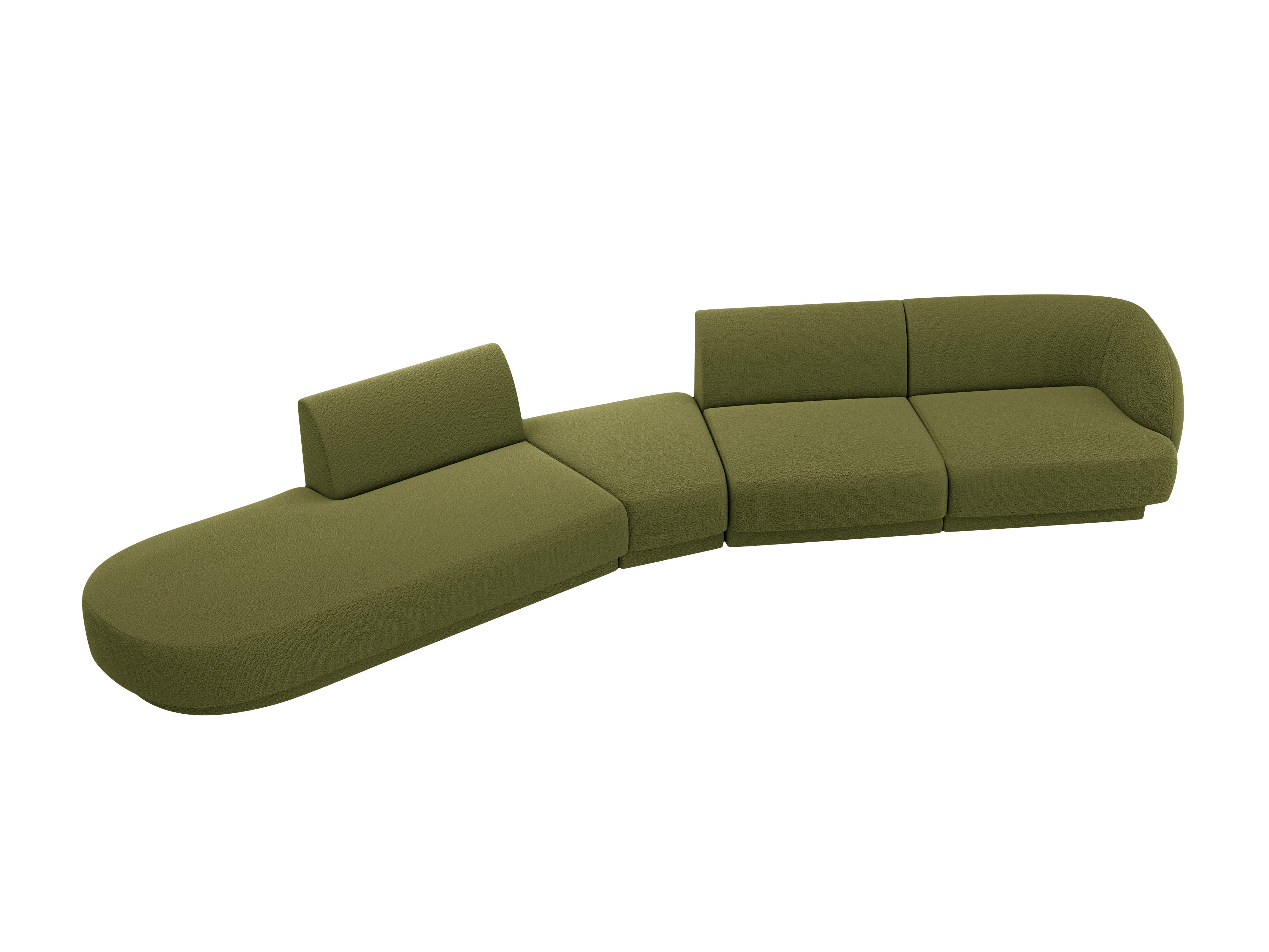 Modulares Ecksofa linksseitig für 7 Personen MILEY grün Boucle
