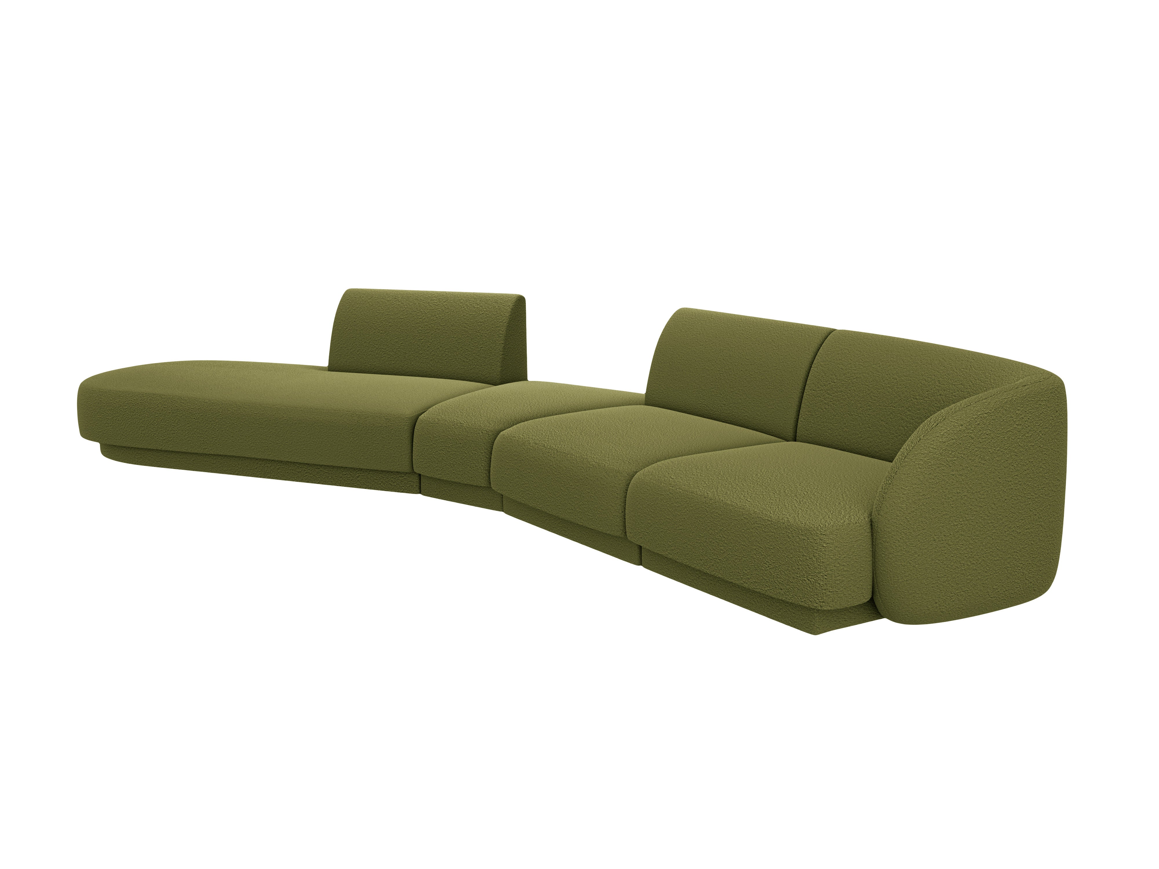 Modulares Ecksofa linksseitig für 7 Personen MILEY grün Boucle