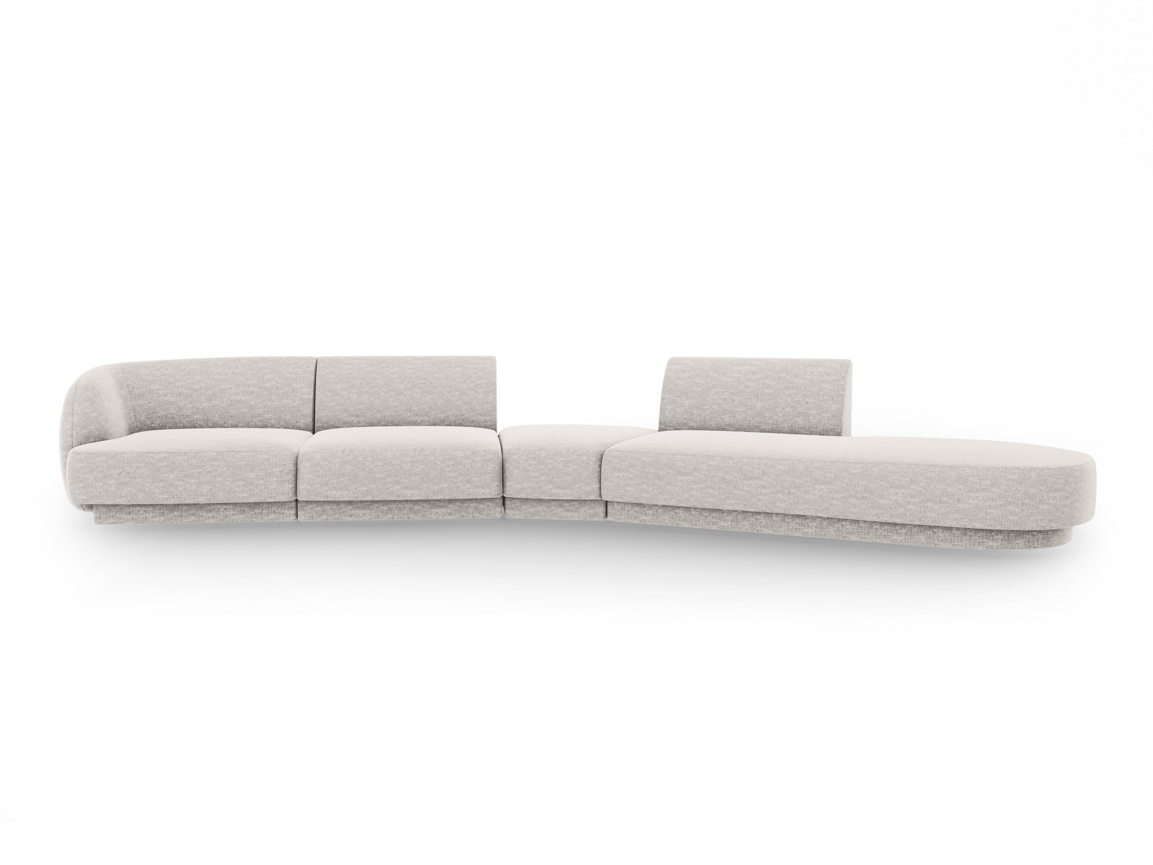 Right-facing modular corner sofa for 7 people MILEY gray chenille