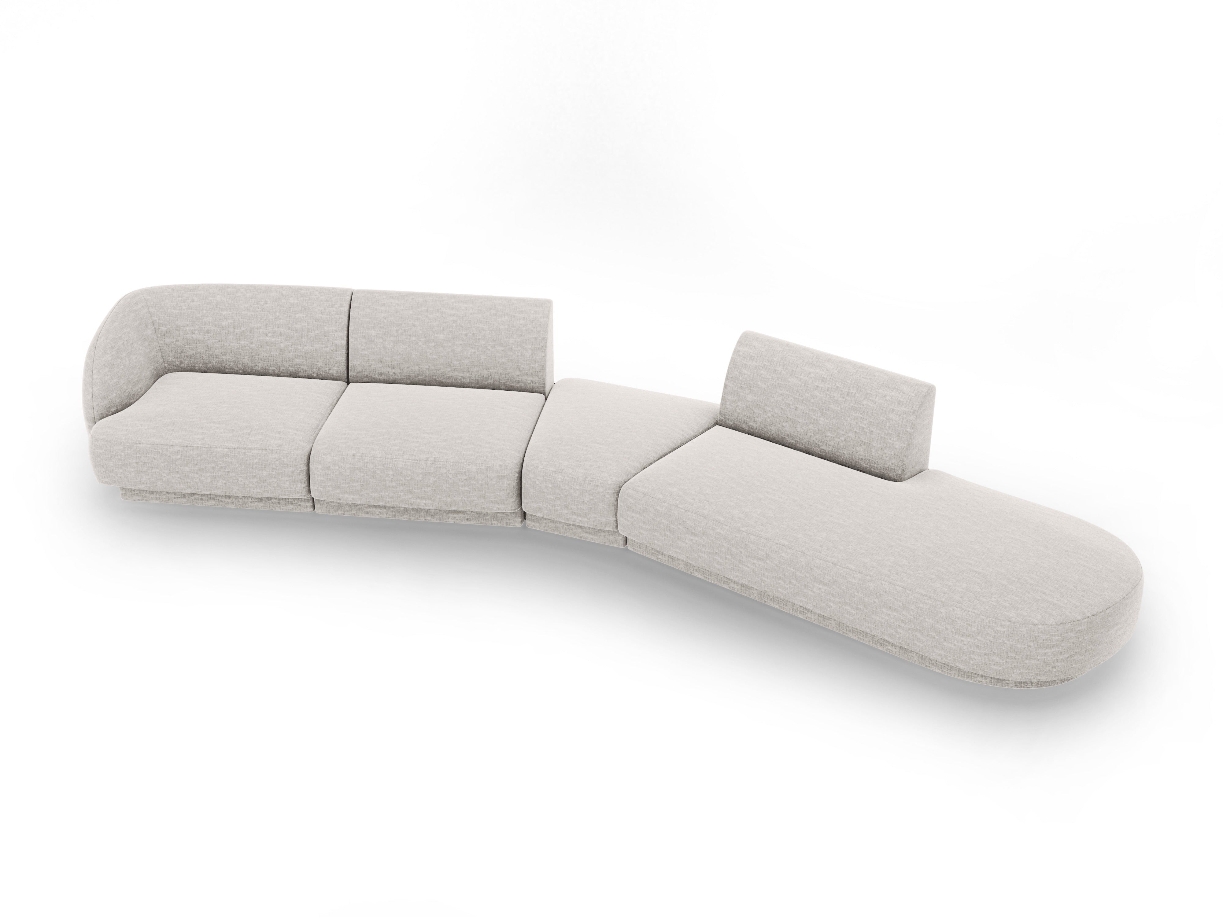 Right-facing modular corner sofa for 7 people MILEY gray chenille