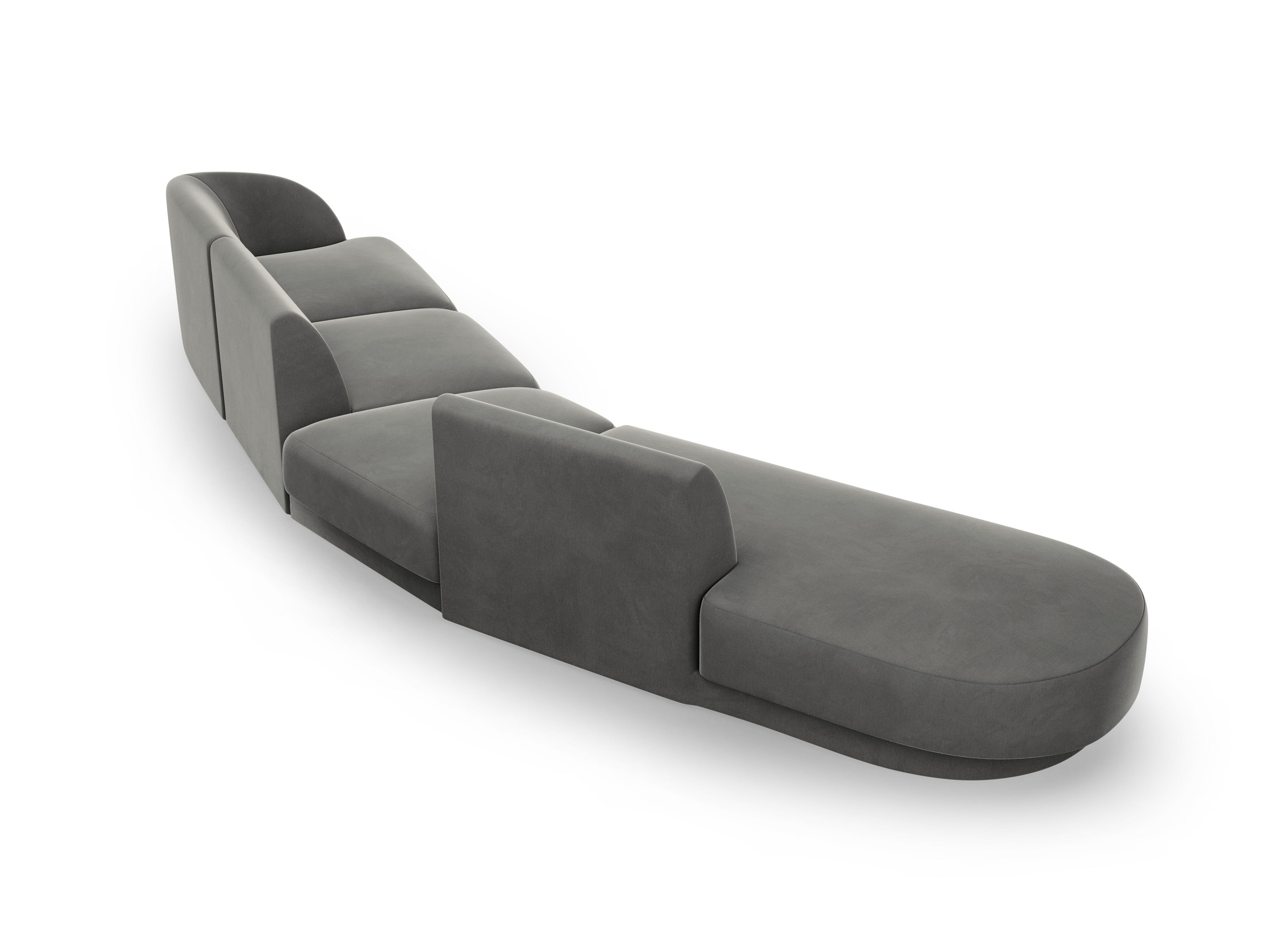 Modulares Samt-Ecksofa linksseitig für 7 Personen MILEY hellgrau