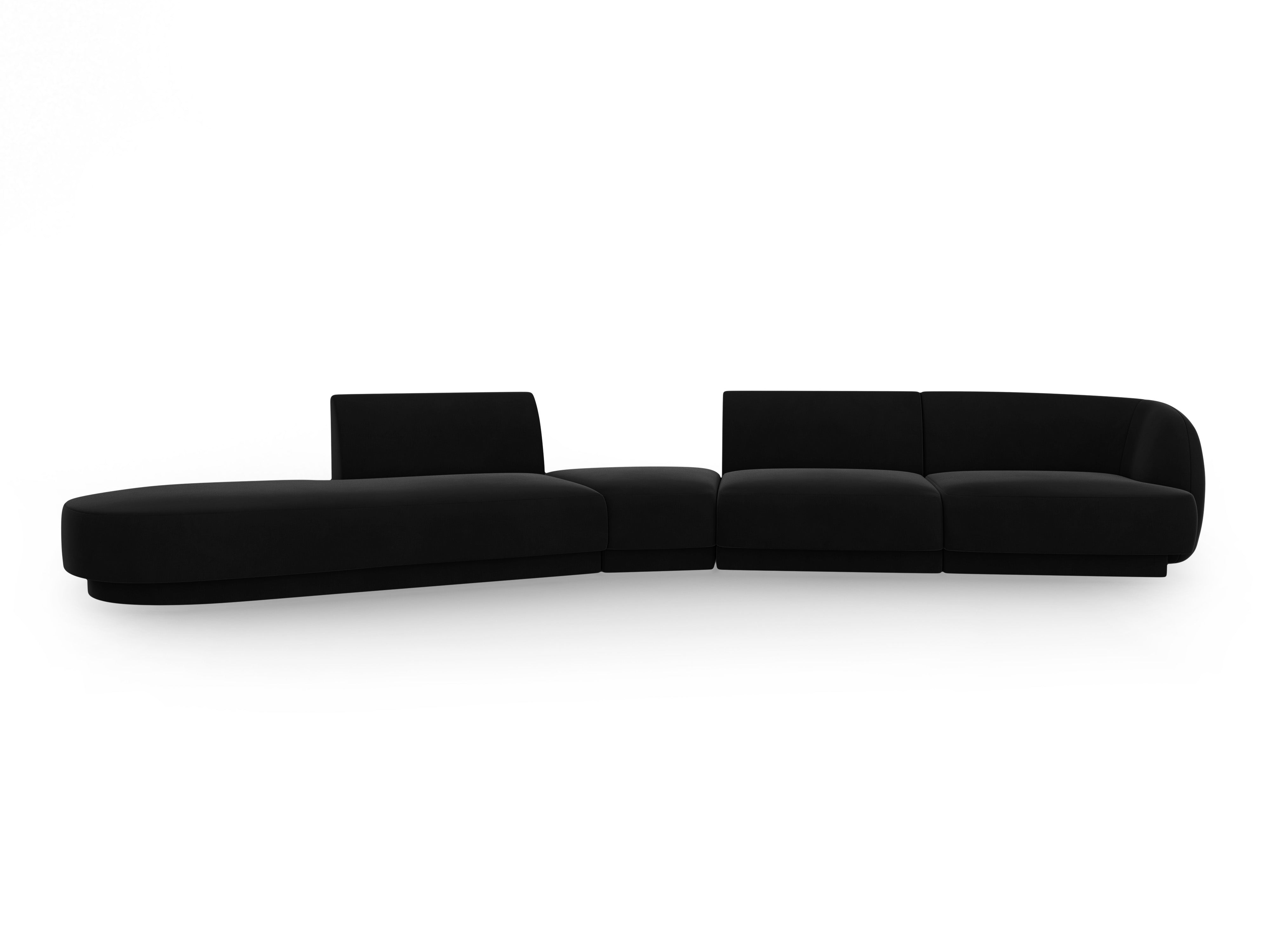 Left-facing velvet modular corner sofa for 7 people MILEY black
