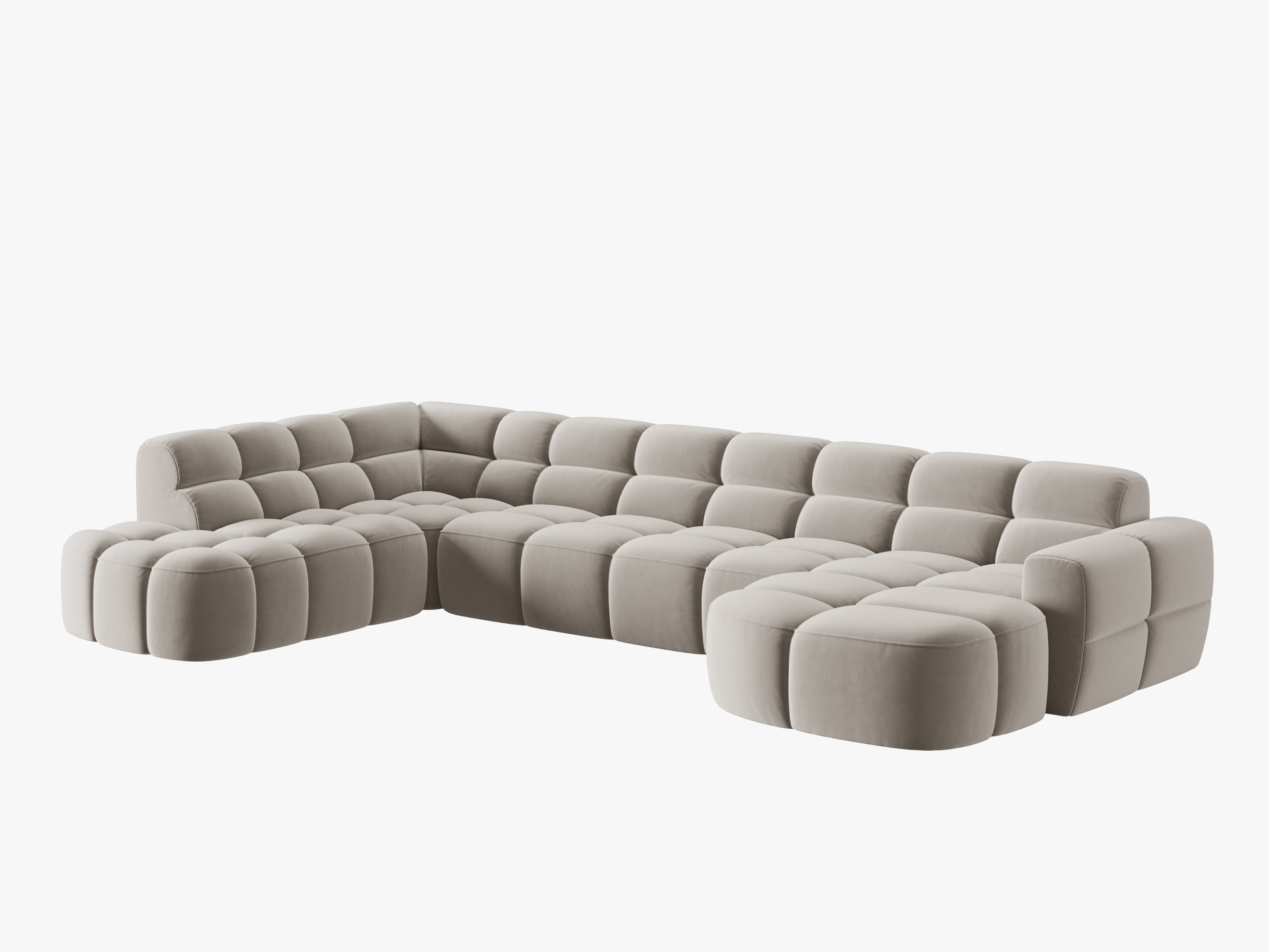 Left-facing panoramic velvet corner sofa LISA light beige