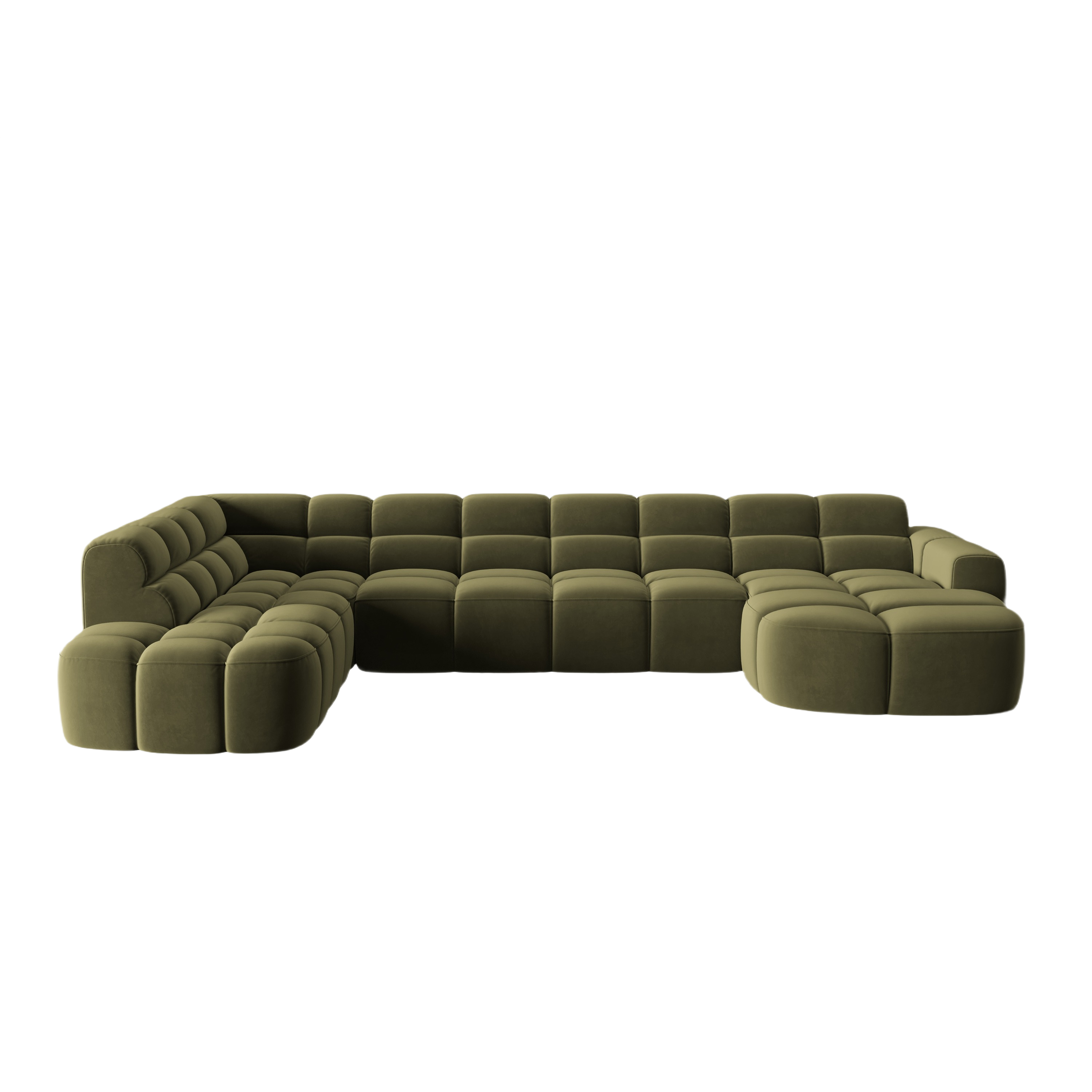 Samt-Ecksofa Panoramisch Links LISA Hellgrün
