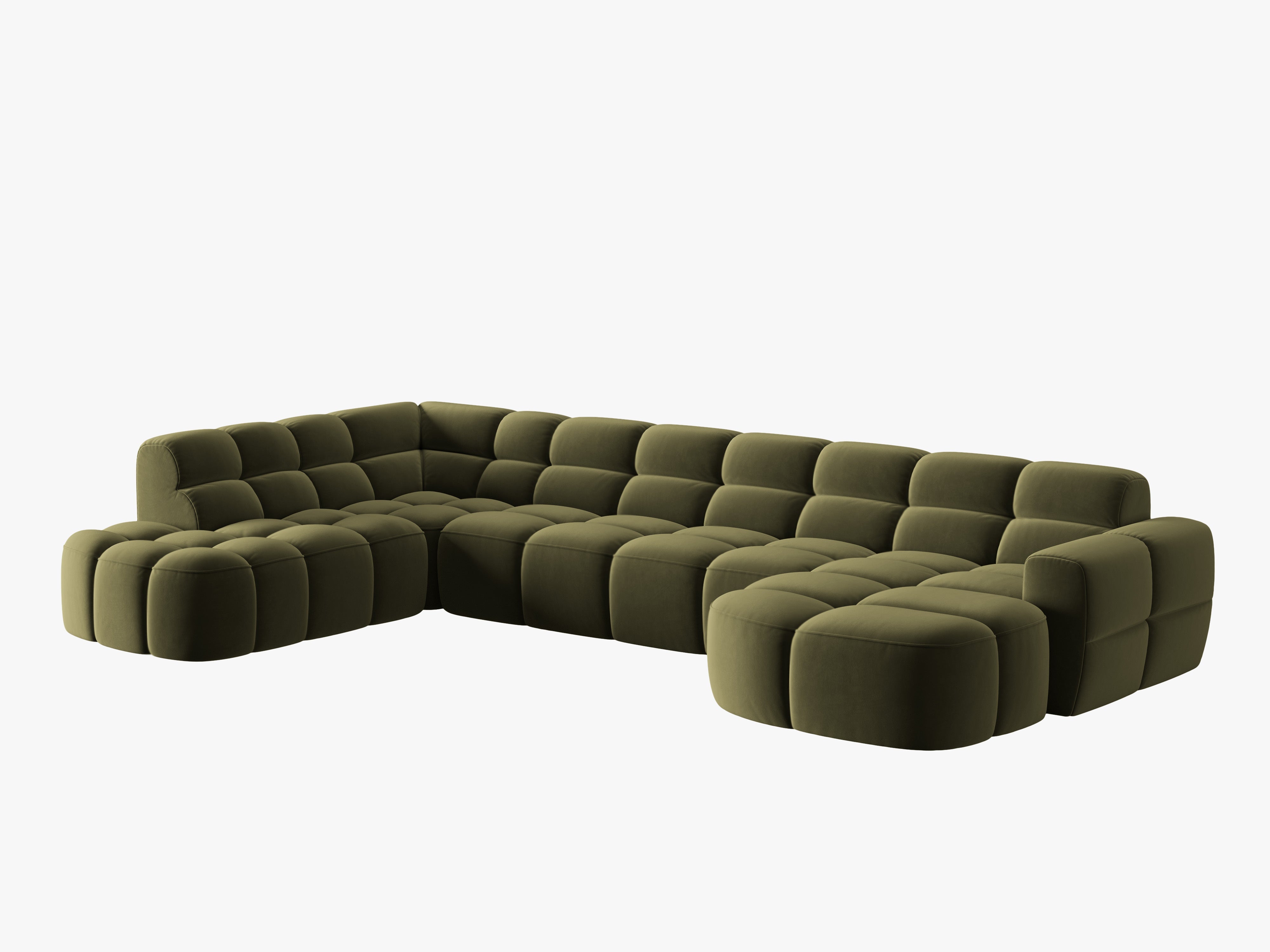Samt-Ecksofa Panoramisch Links LISA Hellgrün