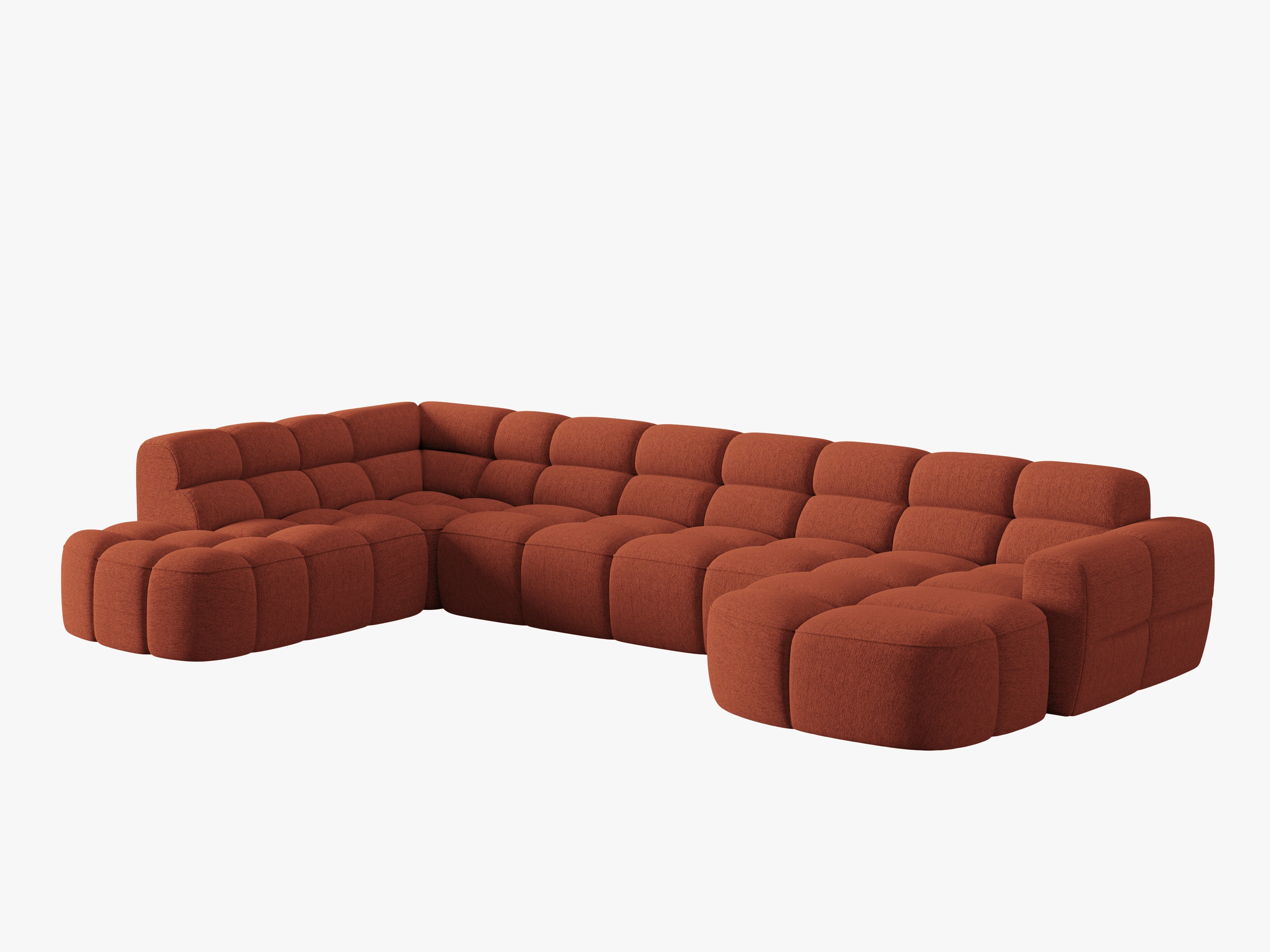 Left-sided panoramic corner sofa LISA terracotta chenille
