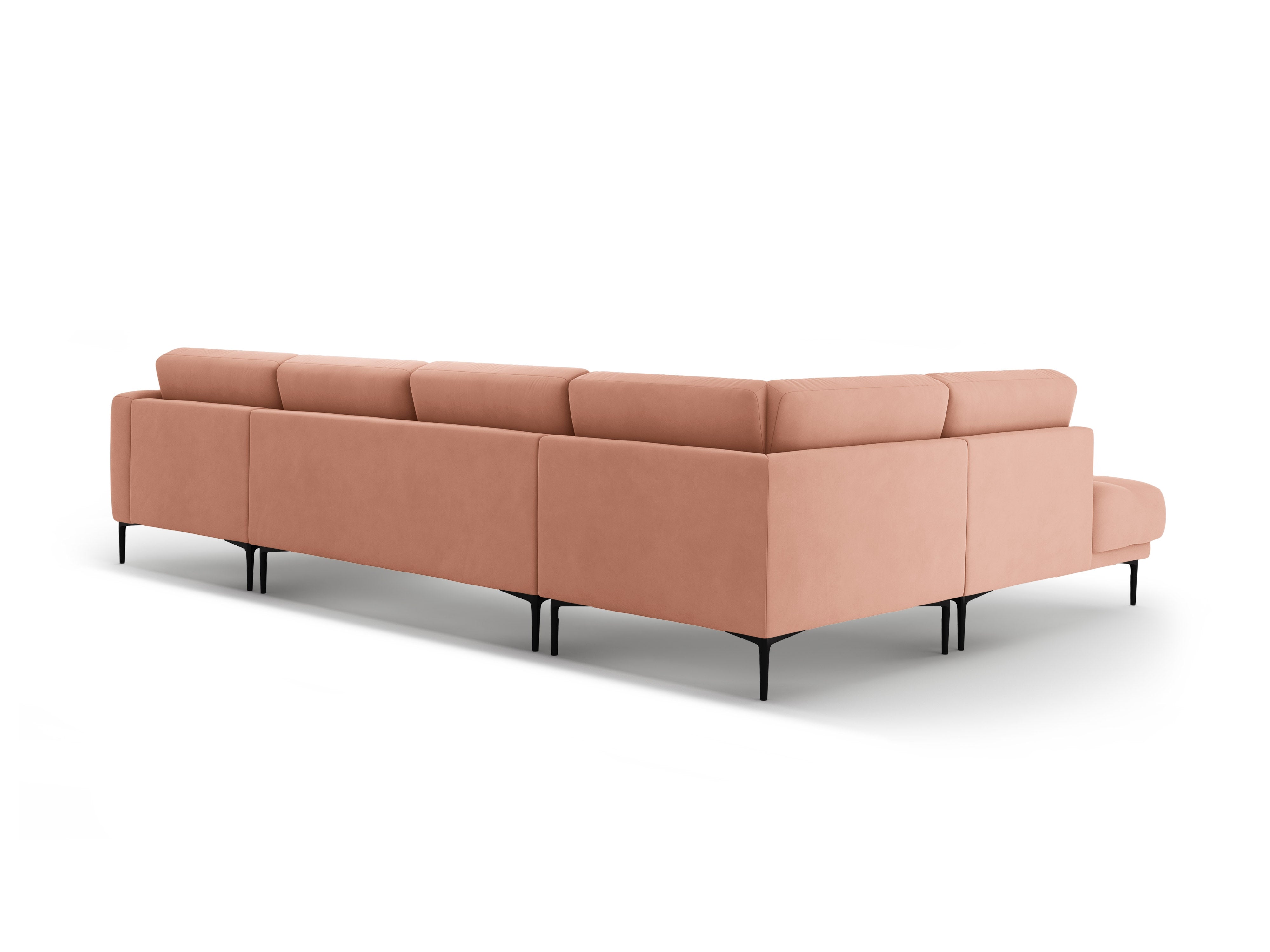 Left-sided panoramic velvet corner sofa BEMY pink