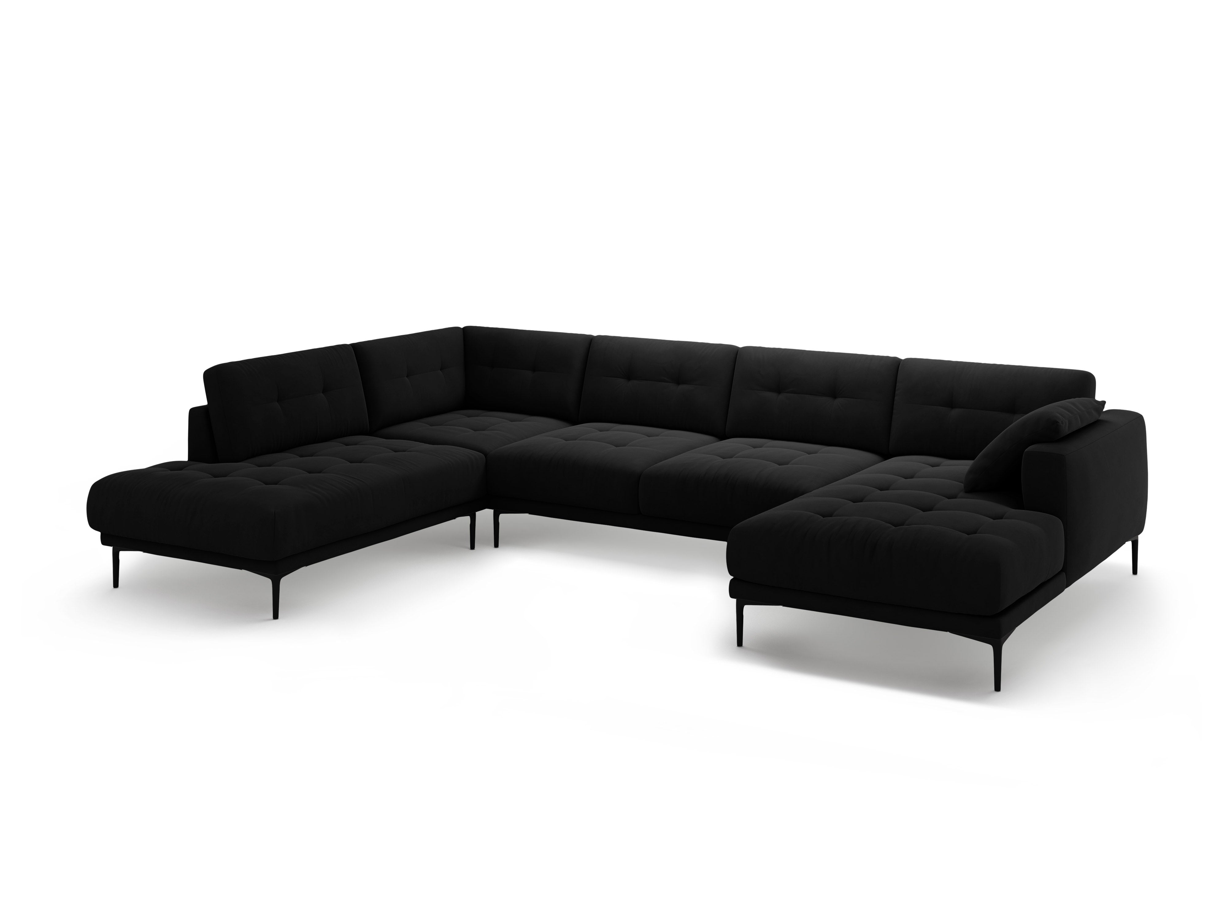 Left-sided panoramic velvet corner sofa BEMY black