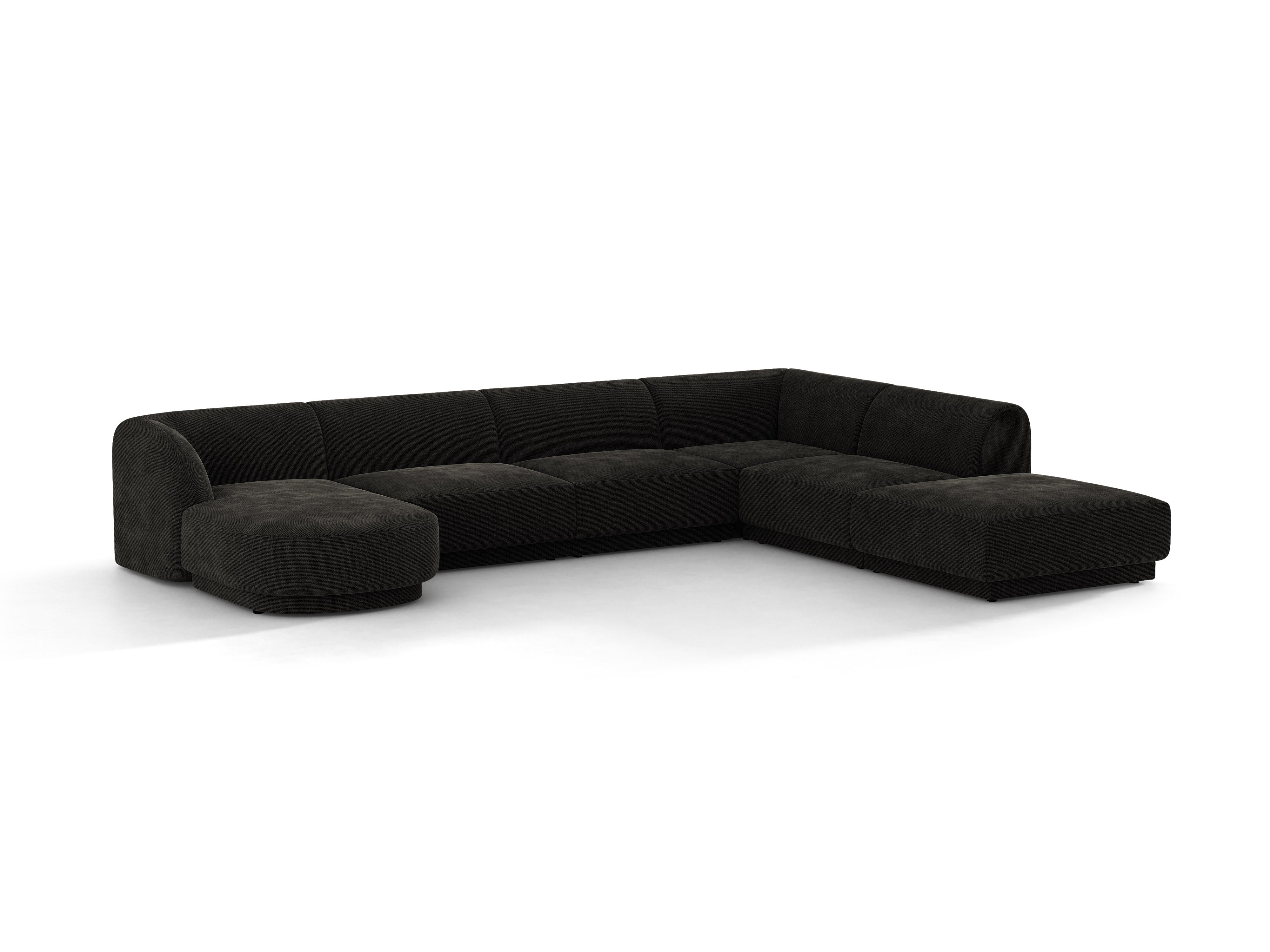 Narożnik w kształcie U prawostronny MILEY czarny szenil – sofa narożna