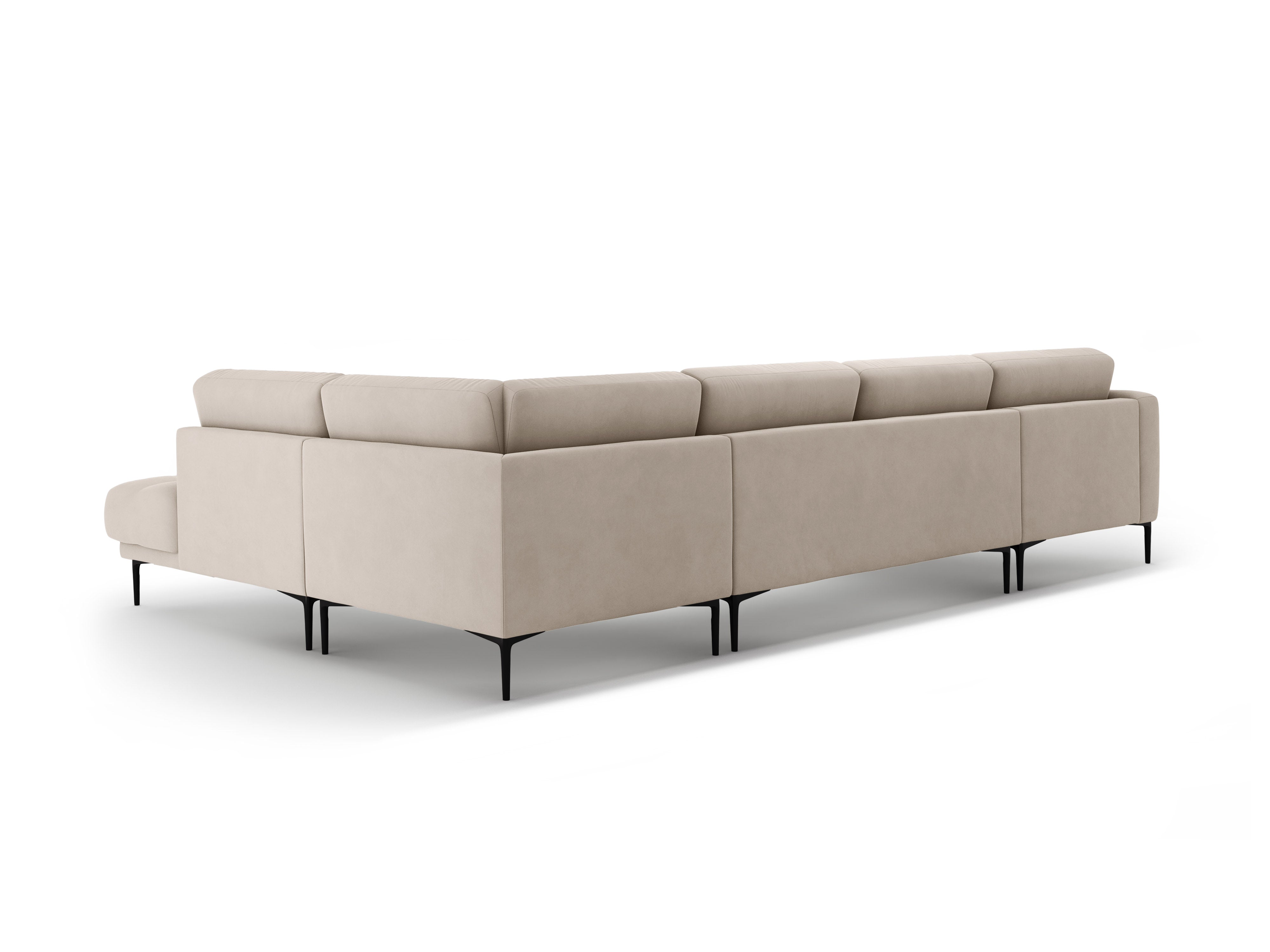 Right-facing panoramic corner sofa velvet BEMY beige
