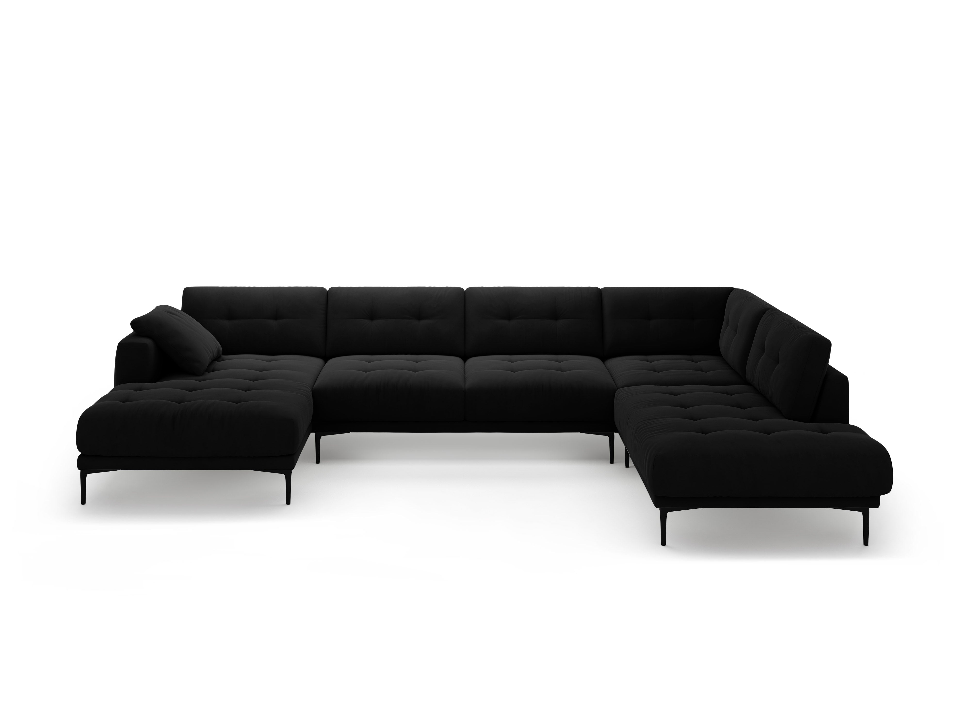 Right-sided panoramic velvet corner sofa BEMY black