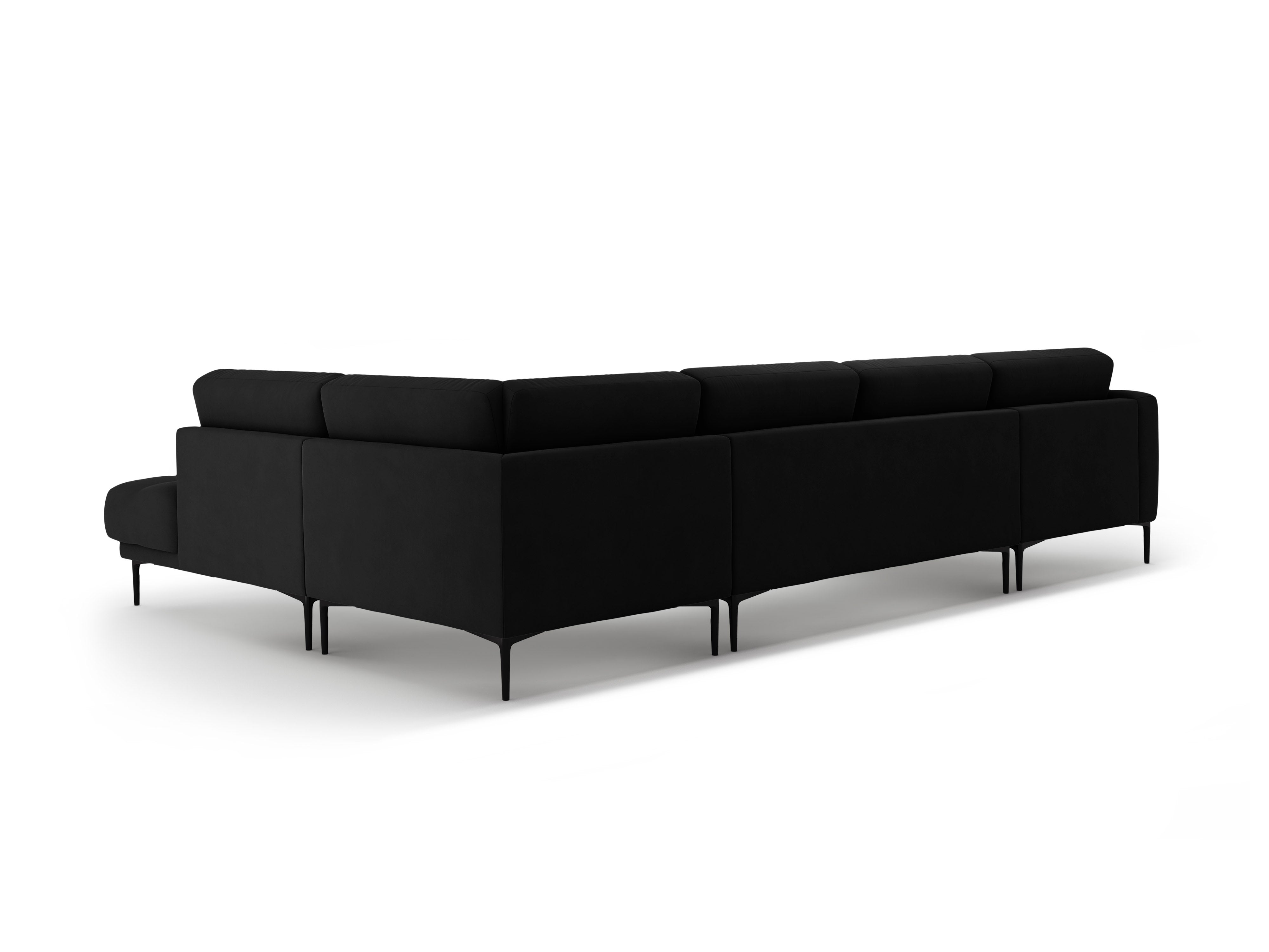 Right-sided panoramic velvet corner sofa BEMY black