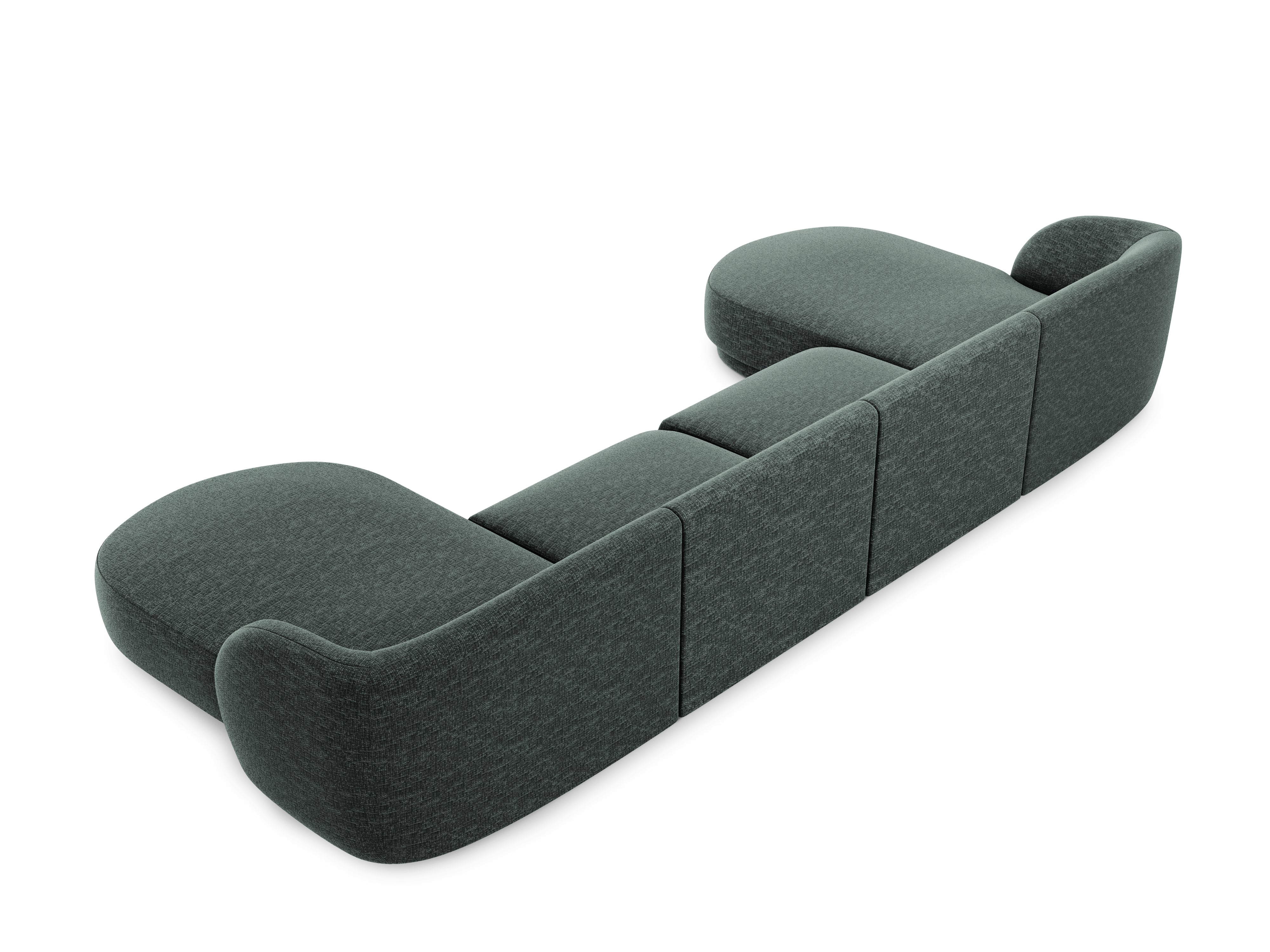 Sofa panoramiczna w tkaninie szenilowej MILEY petrol Micadoni    Eye on Design