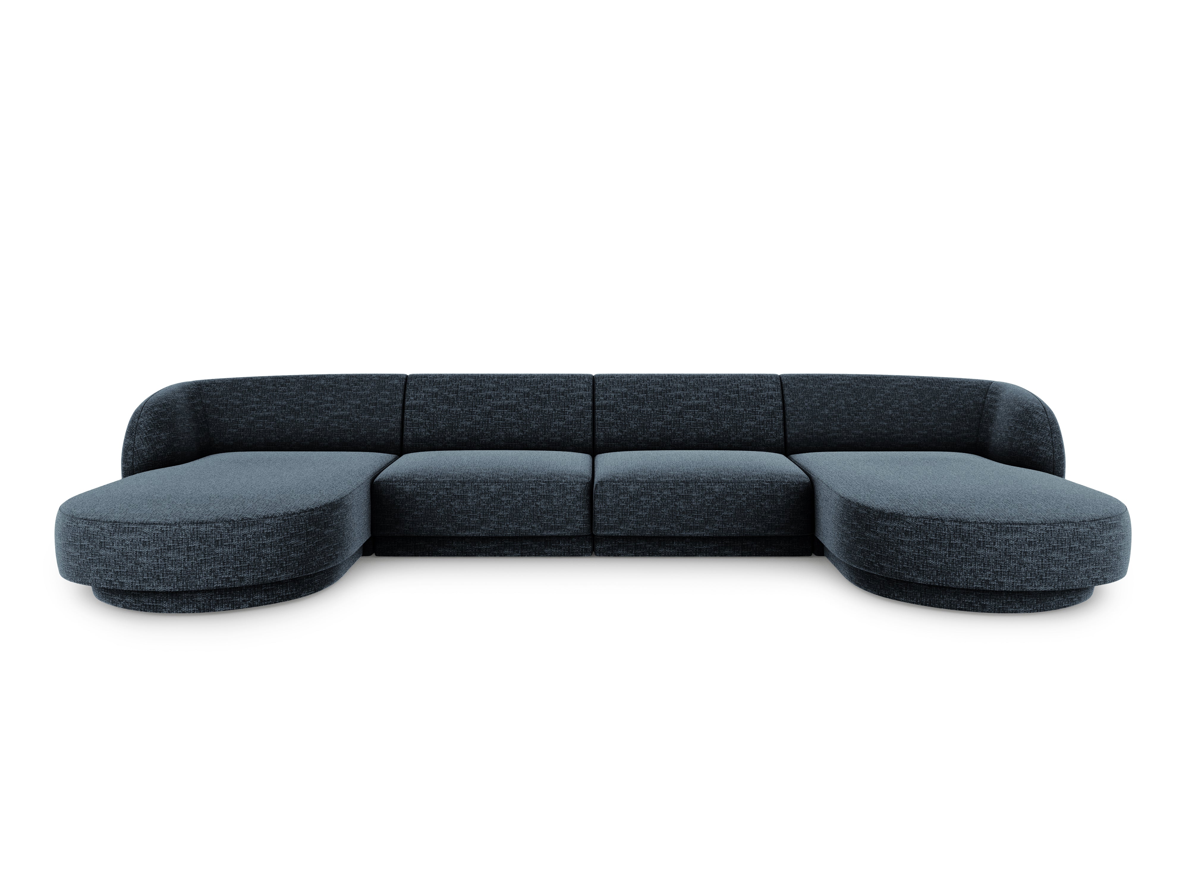 Sofa panoramiczna w tkaninie szenilowej MILEY granatowy Micadoni    Eye on Design