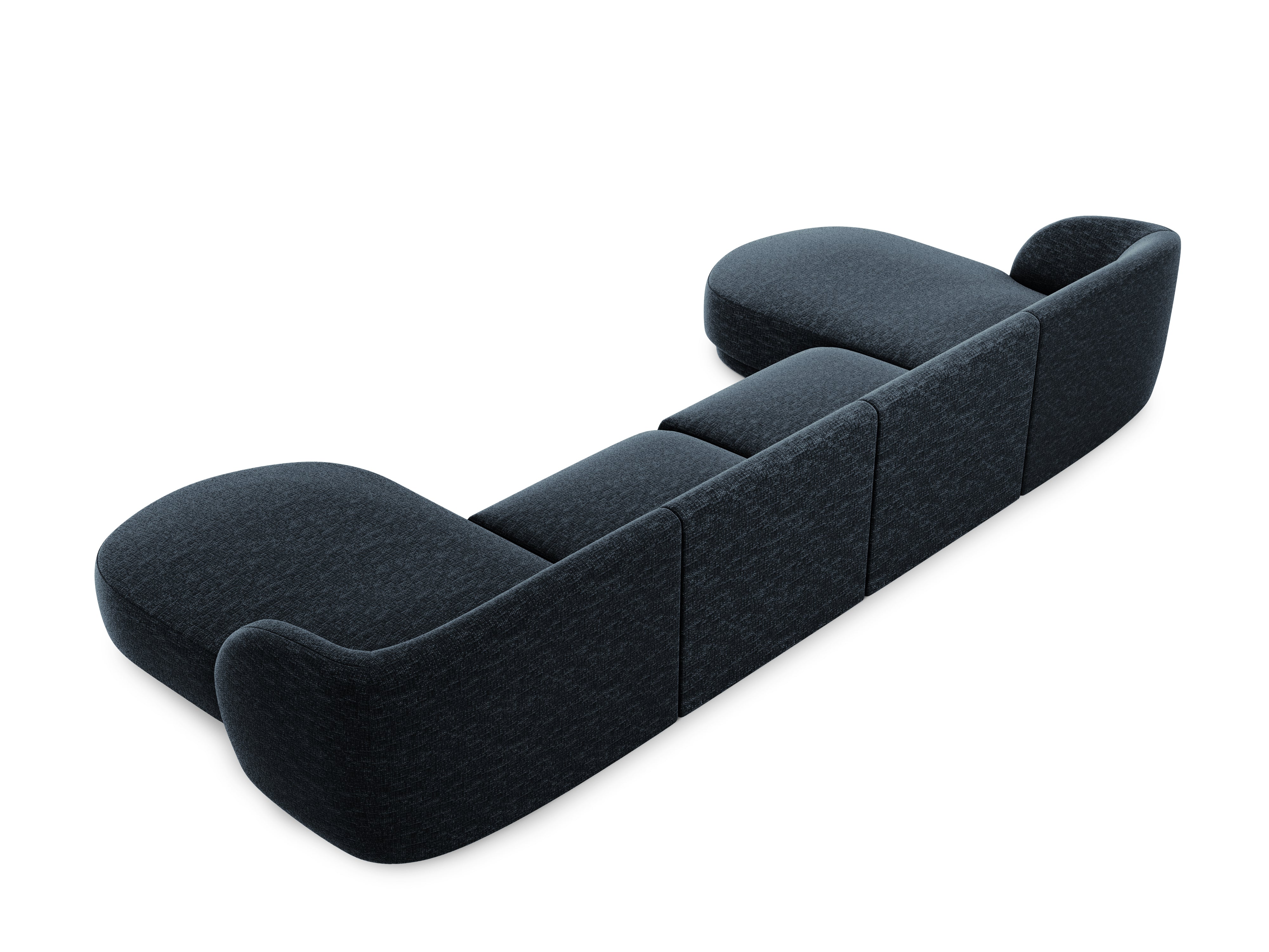 Sofa panoramiczna w tkaninie szenilowej MILEY granatowy Micadoni    Eye on Design