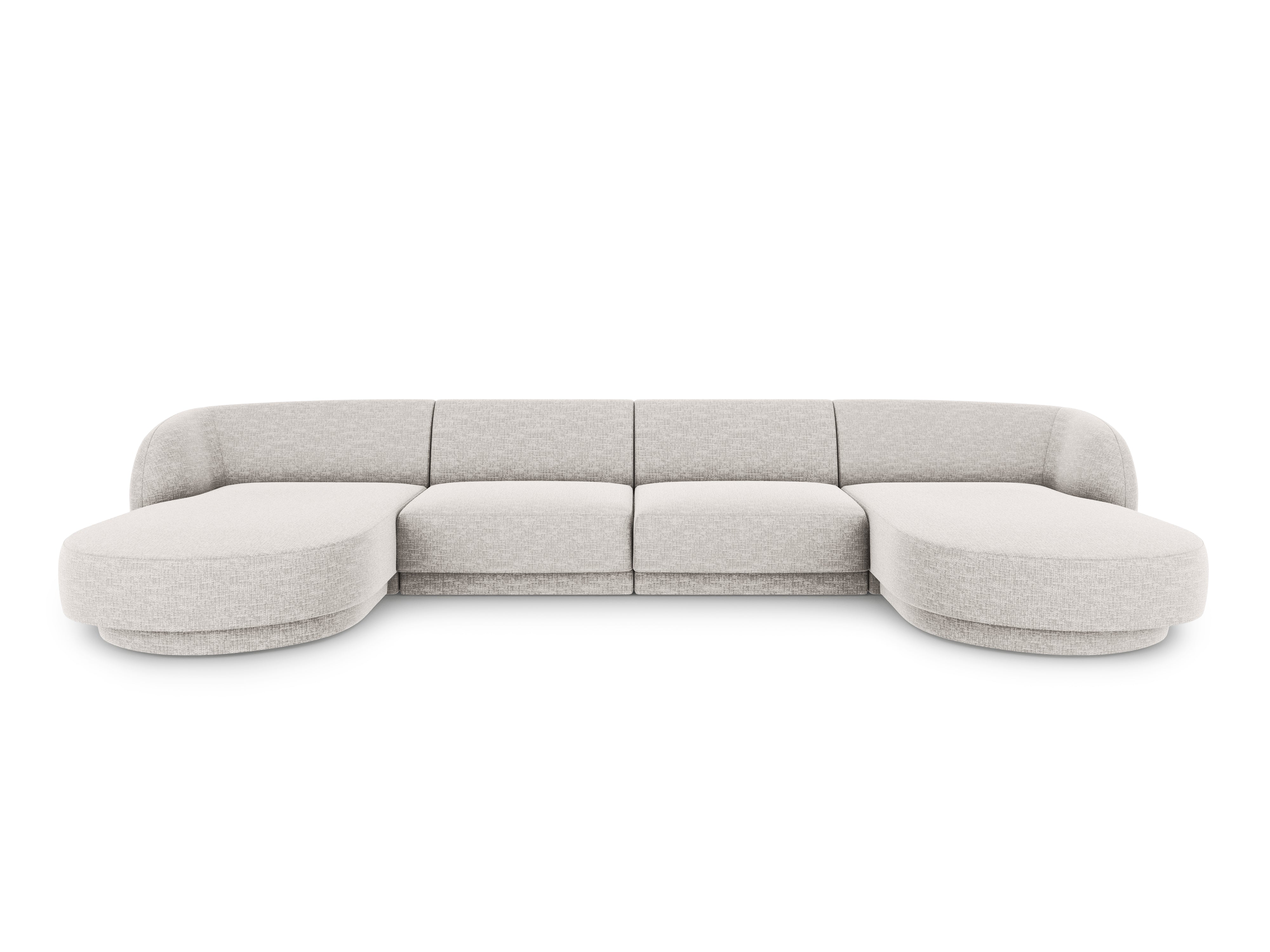 Sofa panoramiczna w tkaninie szenilowej MILEY jasnoszary Micadoni    Eye on Design
