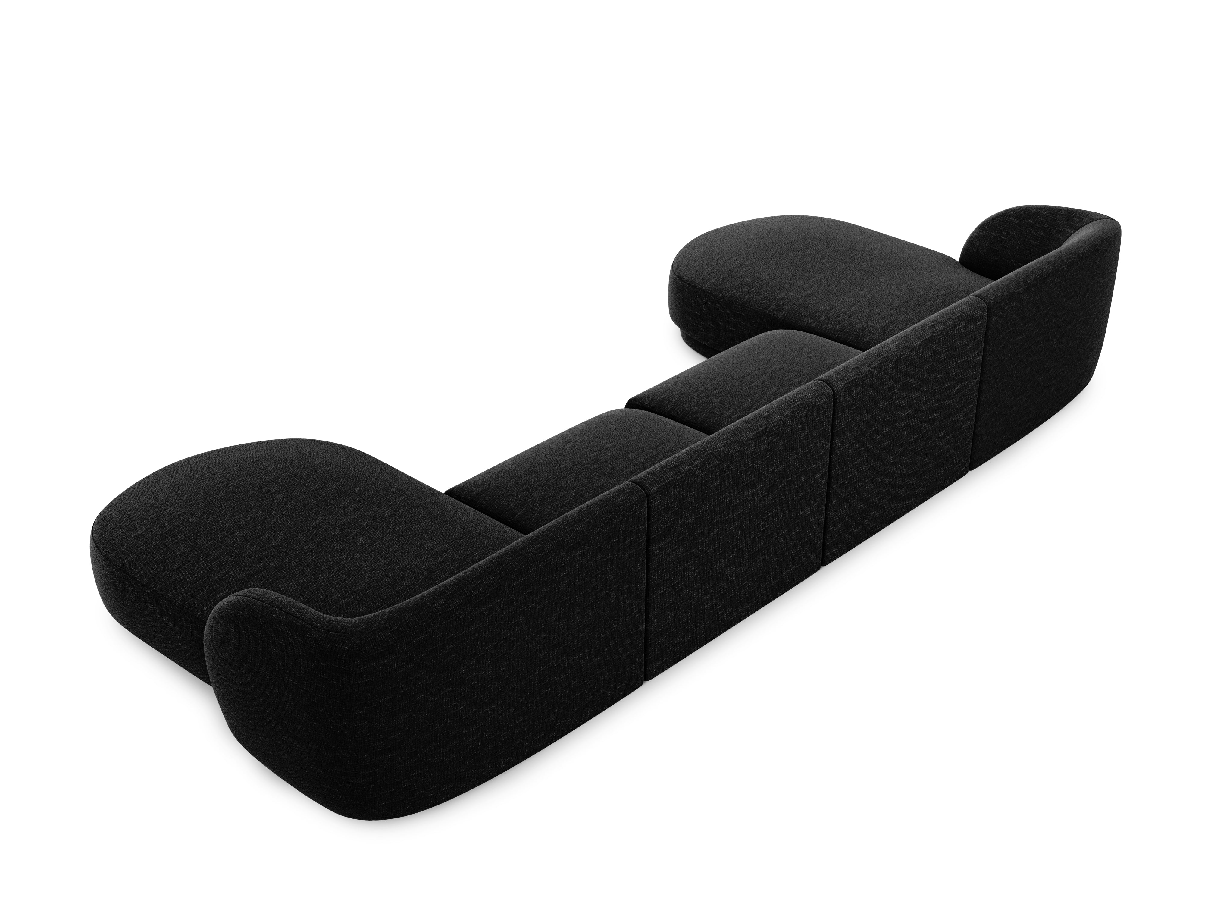 Sofa panoramiczna w tkaninie szenilowej MILEY czarny Micadoni    Eye on Design