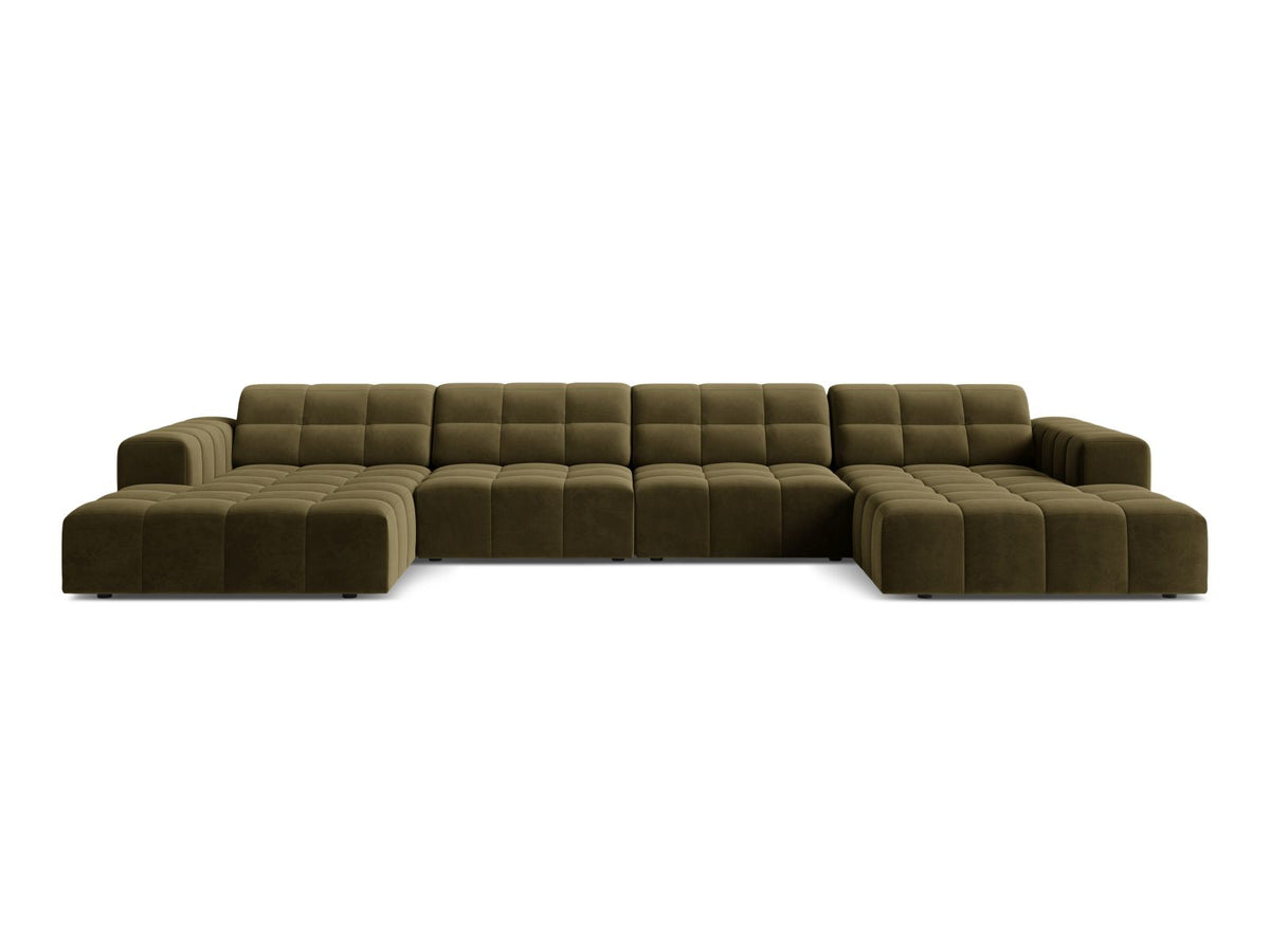 Sofa aksamitna panoramiczna 6-osobowa JENNIFER zielony Bluvel – Micadoni
