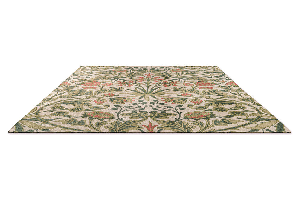 HIACINTH NATURAL beige rug with green