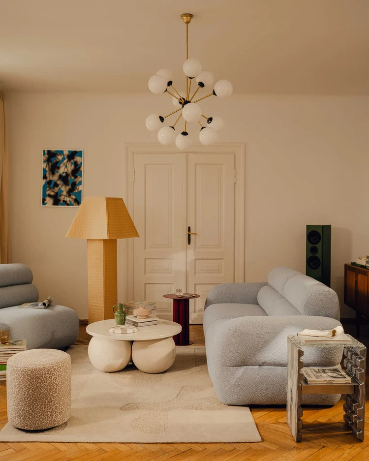 Sofa modułowa NEO - moduł narożny jasnobeżowy szenil
