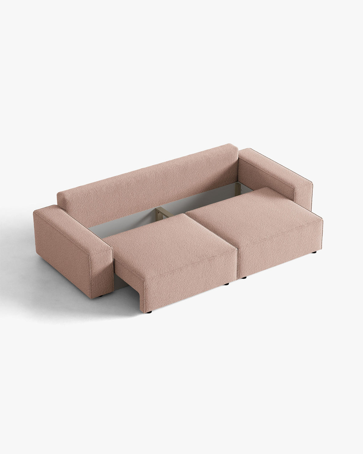Sofa 3-osobowa z funkcją spania JODIE pudrowy różowy boucle