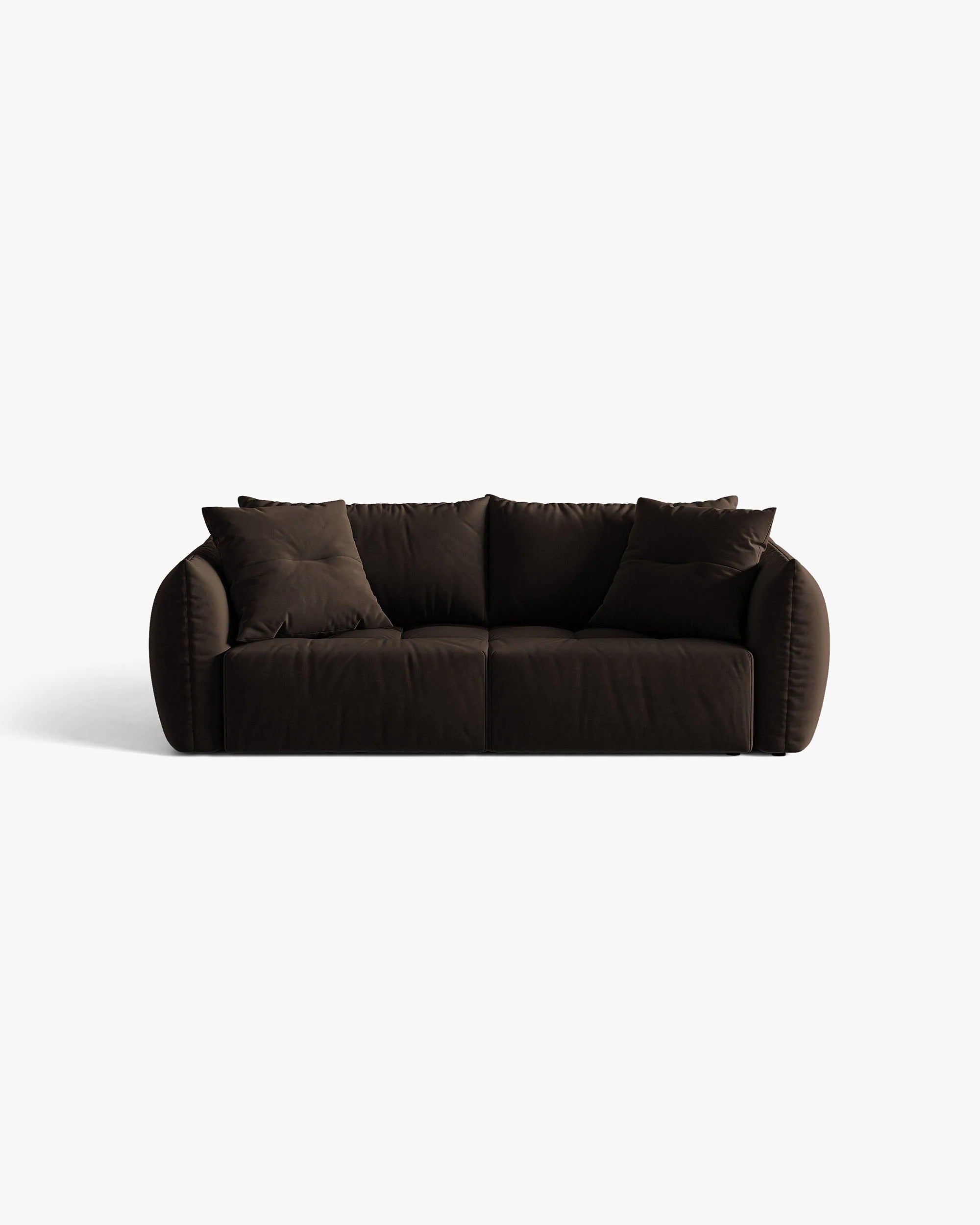 Sofa aksamitna 3-osobowa z funkcją spania BLOOM ciemnobrązowy