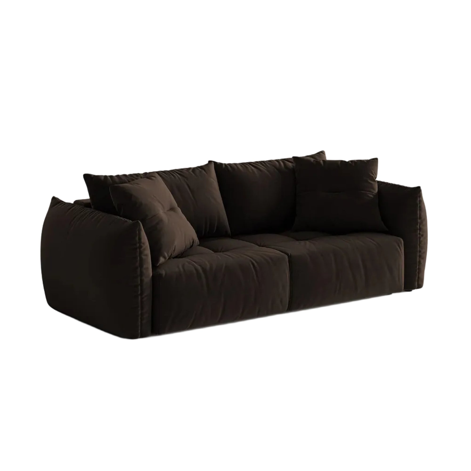 Sofa aksamitna 3-osobowa z funkcją spania BLOOM ciemnobrązowy