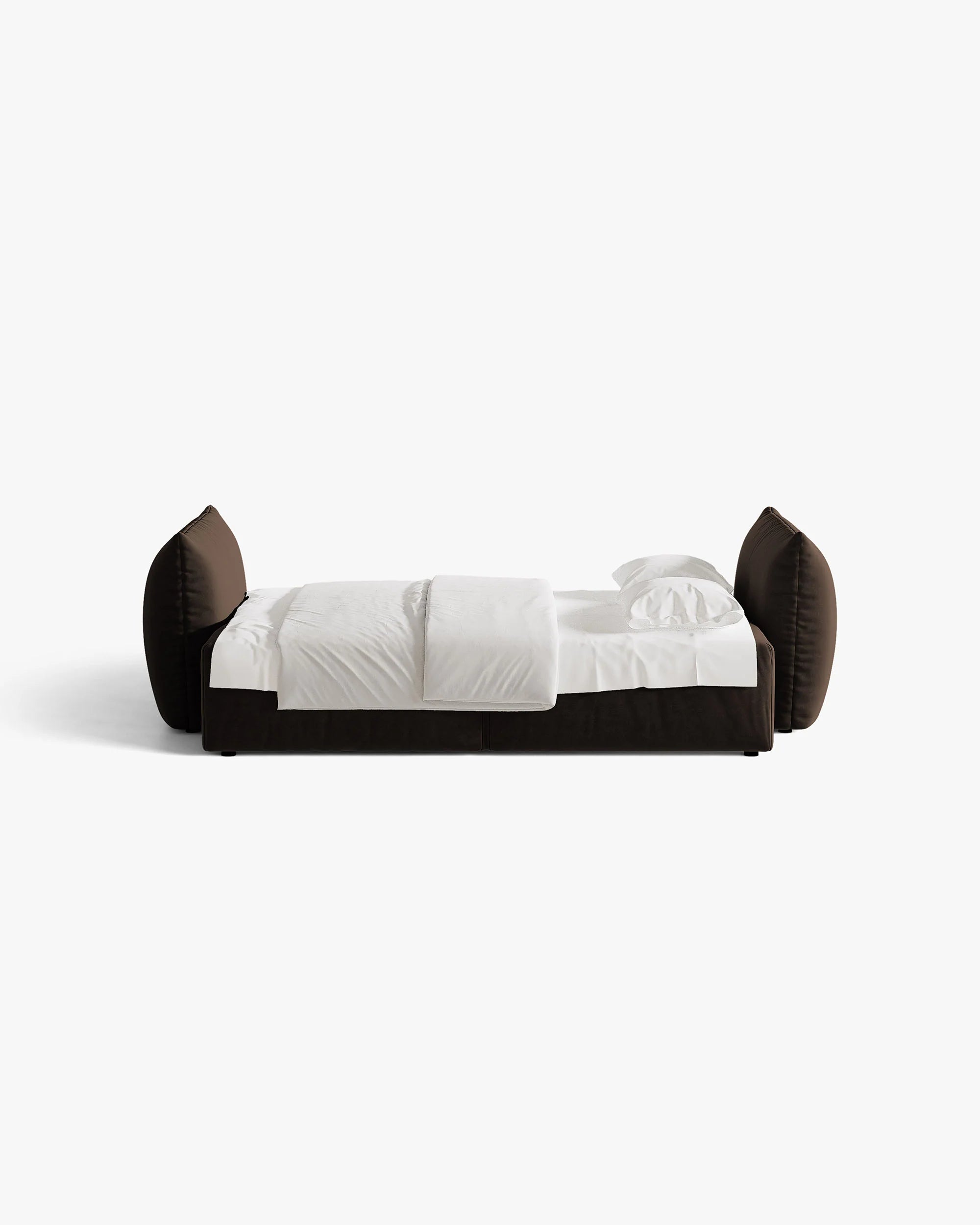Sofa aksamitna 3-osobowa z funkcją spania BLOOM ciemnobrązowy