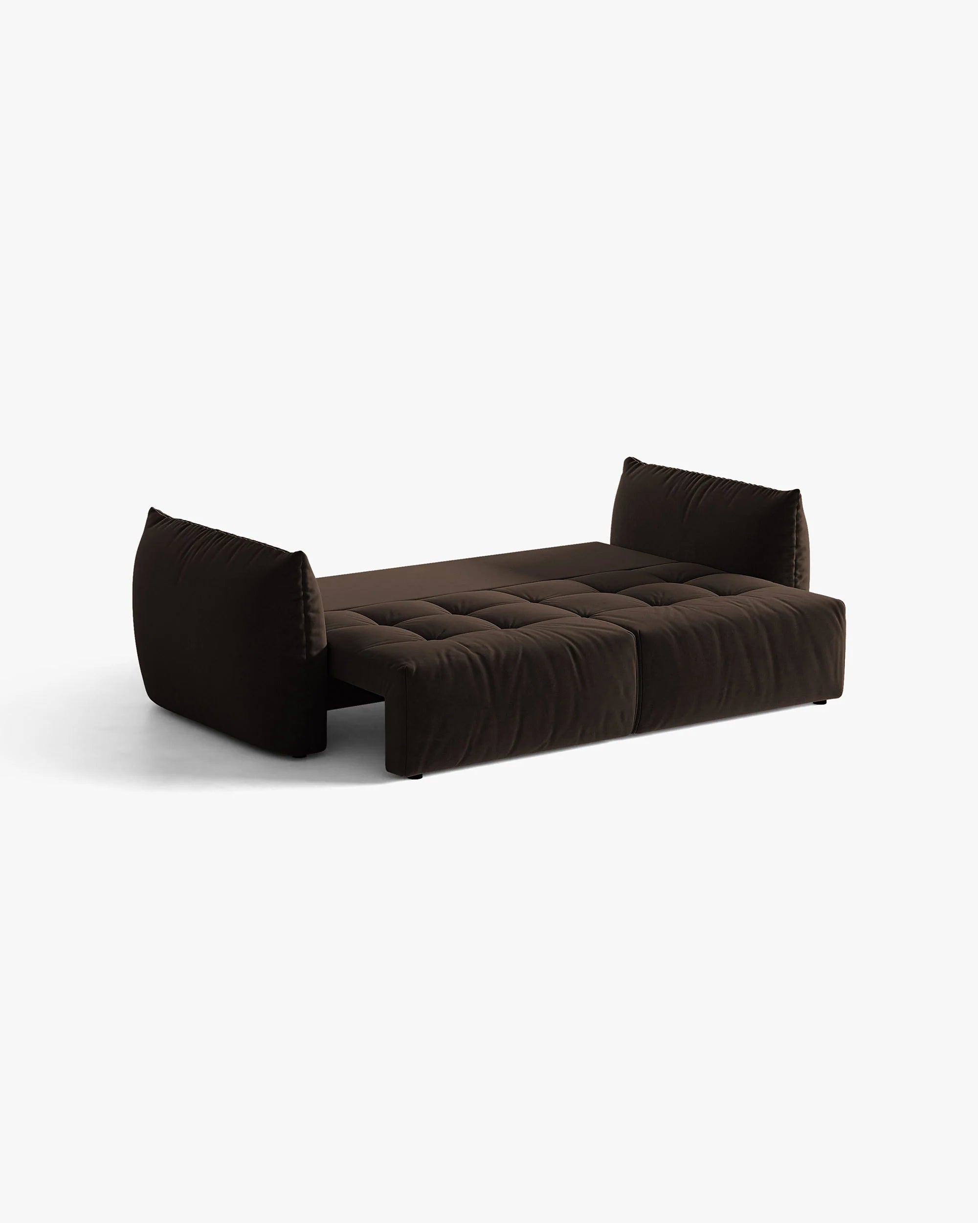 Sofa aksamitna 3-osobowa z funkcją spania BLOOM ciemnobrązowy