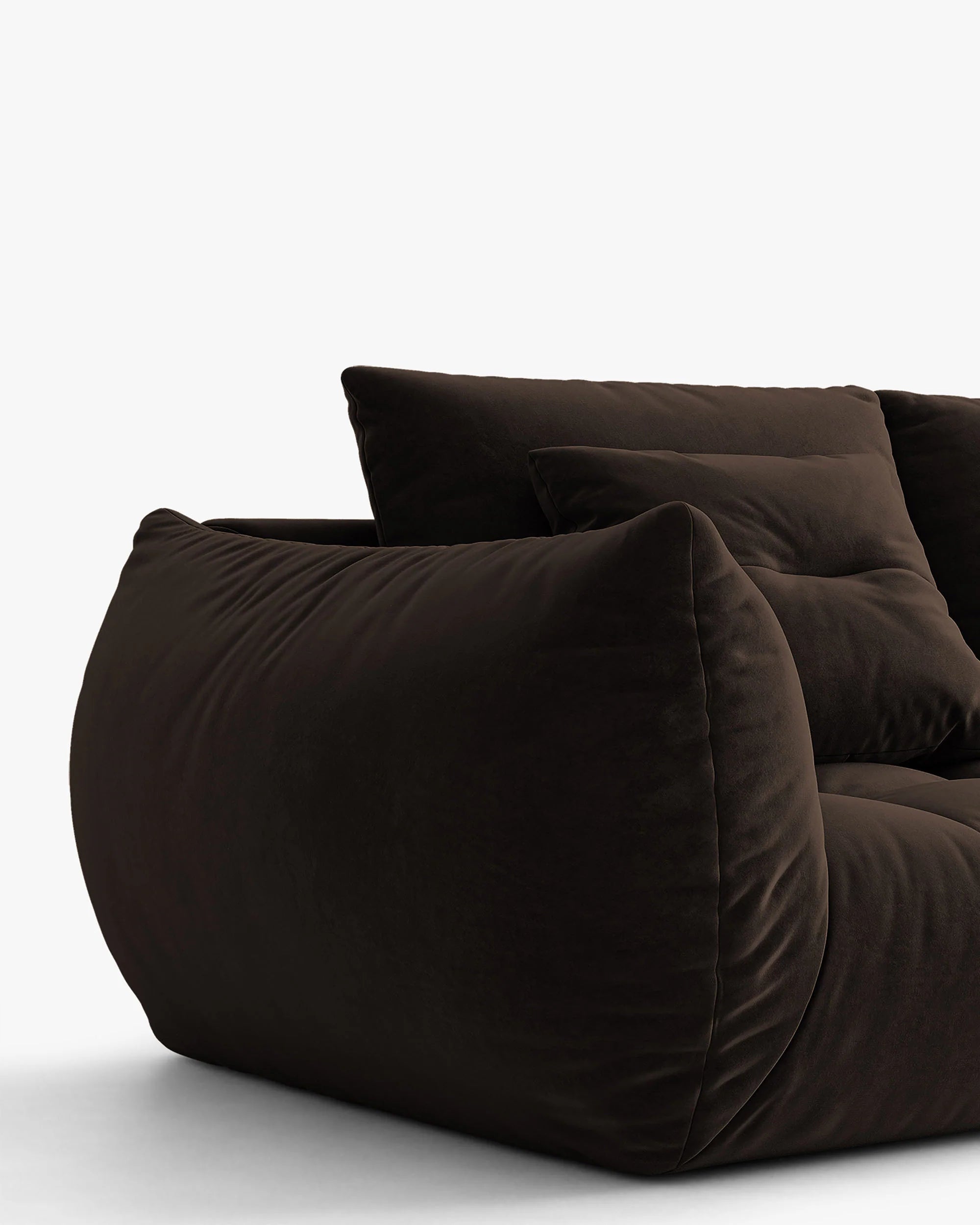 Sofa aksamitna 3-osobowa z funkcją spania BLOOM ciemnobrązowy