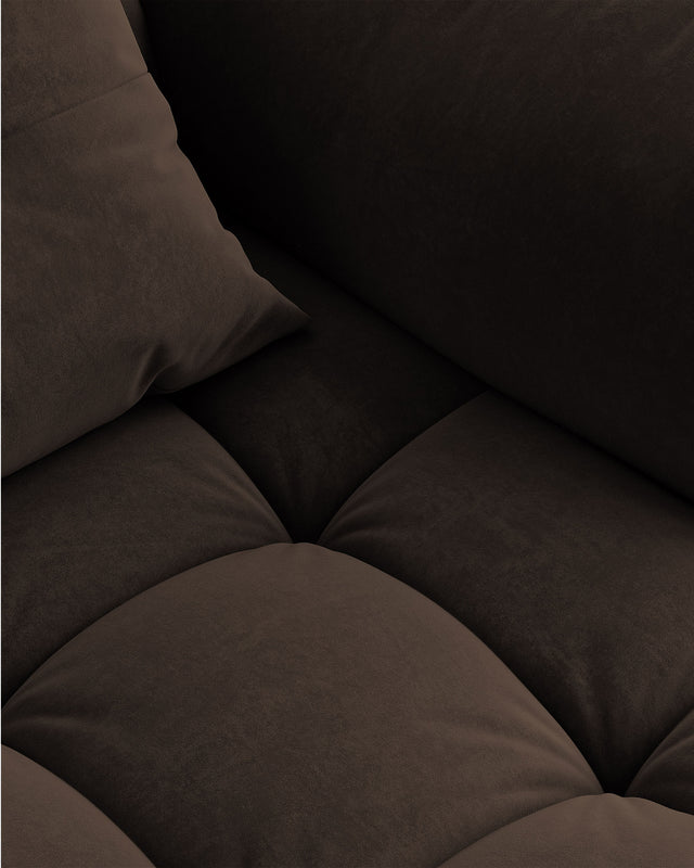 Sofa aksamitna 3-osobowa z funkcją spania BLOOM ciemnobrązowy