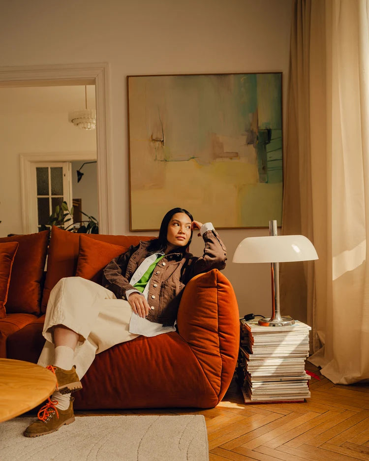 Sofa aksamitna 3-osobowa z funkcją spania BLOOM ciemnobrązowy