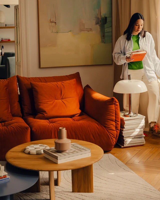 Sofa aksamitna 3-osobowa z funkcją spania BLOOM ciemnobrązowy
