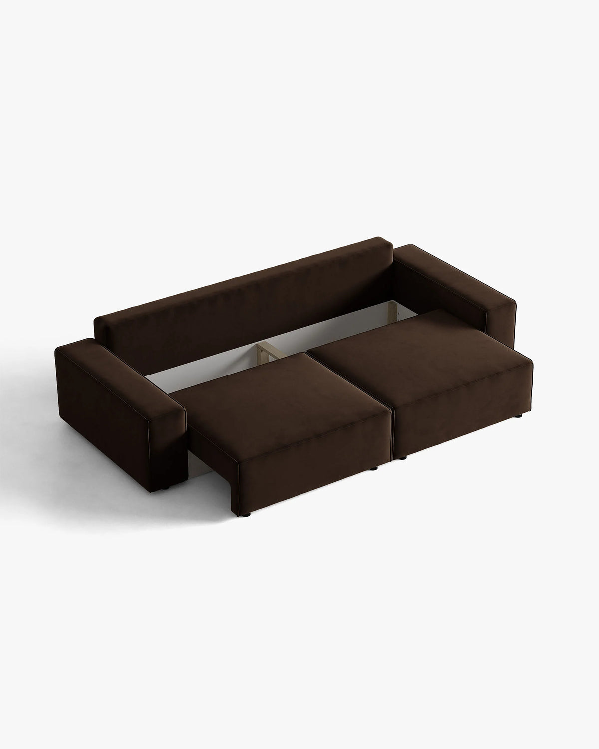 Sofa aksamitna 3-osobowa z funkcją spania JODIE czekoladowy