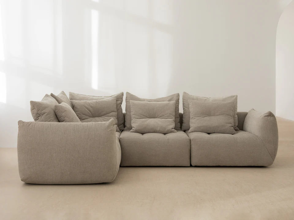 Sofa aksamitna 4-osobowa BLOOM ecru