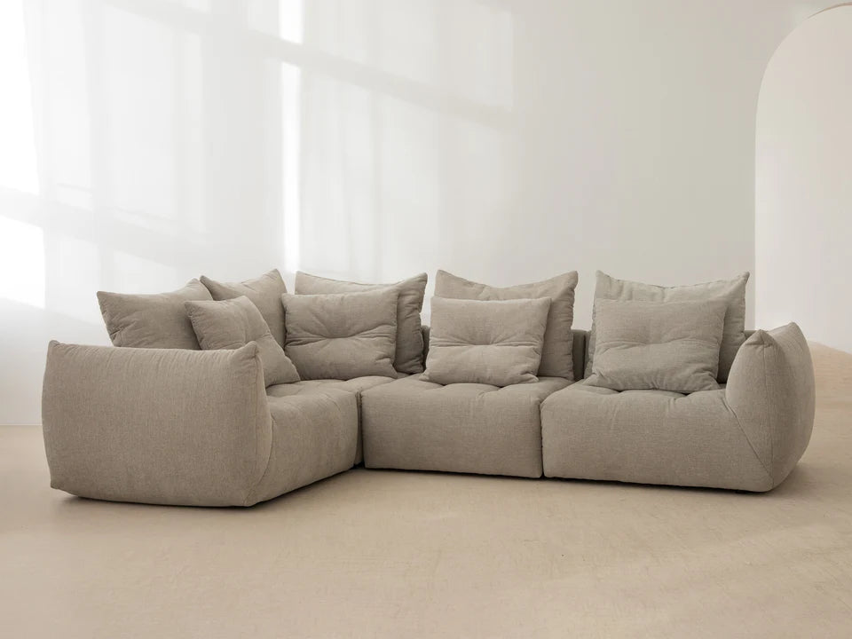 Sofa aksamitna 4-osobowa BLOOM ecru