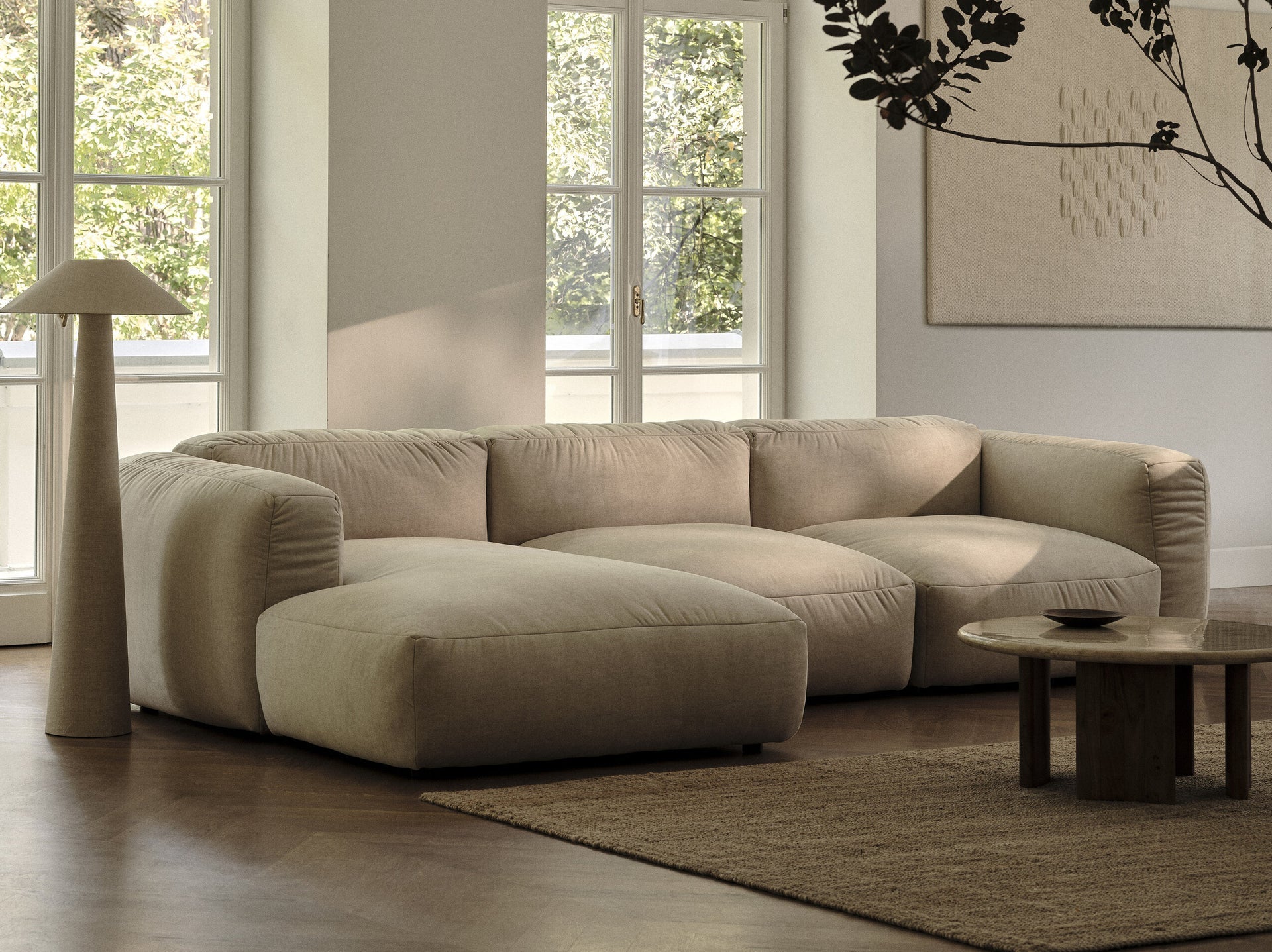 Sofa 4-osobowa MARTINA jasnobeżowy sztruks