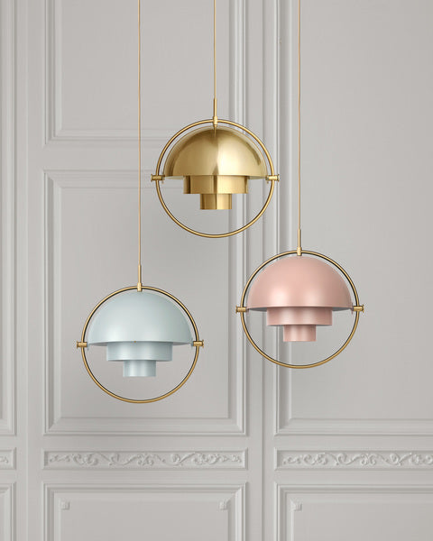 MULTI-LITE Pendelleuchte, graublau mit Messing