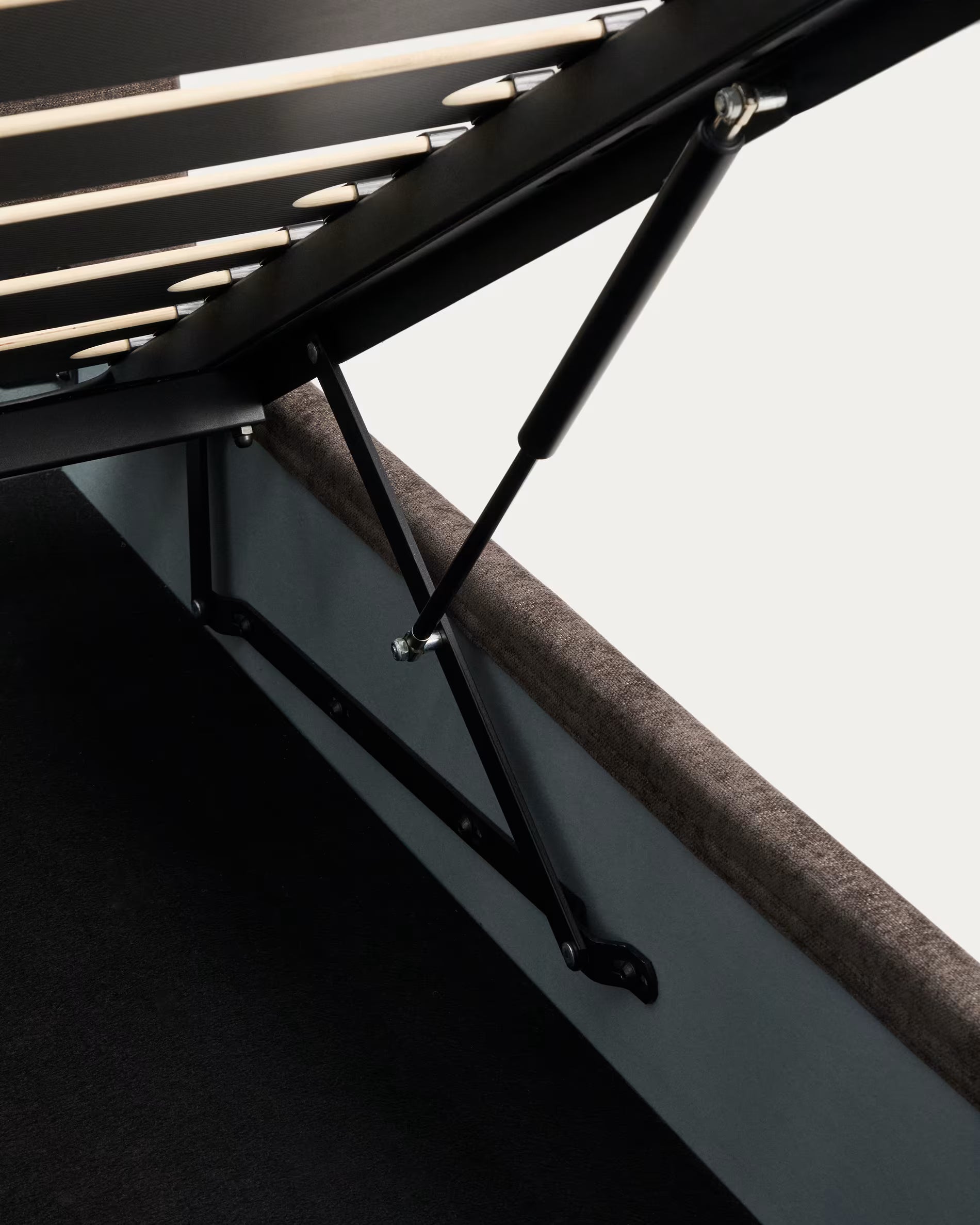 Bed with bedding storage DAFRA brown chenille