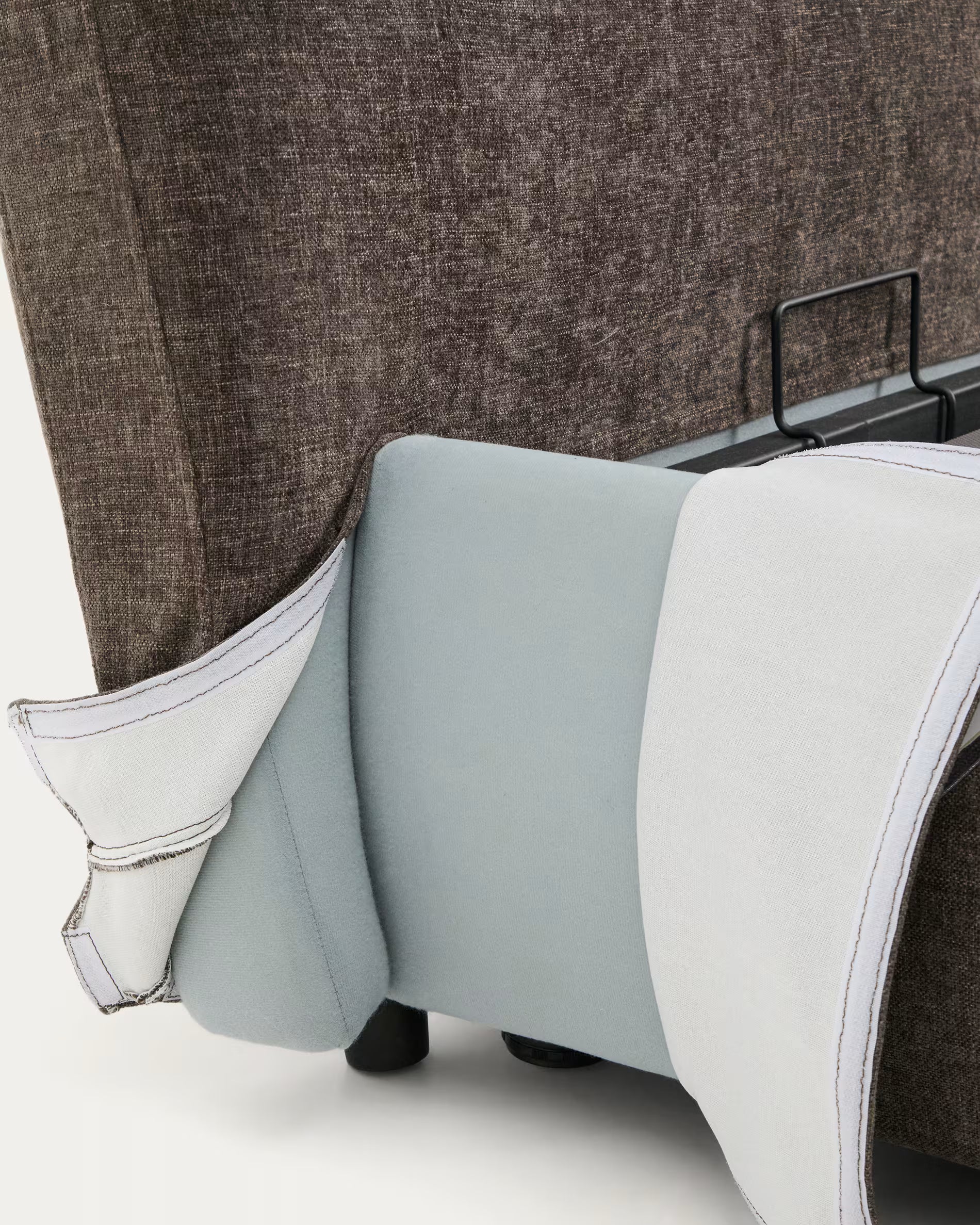 Bed with bedding storage DAFRA brown chenille