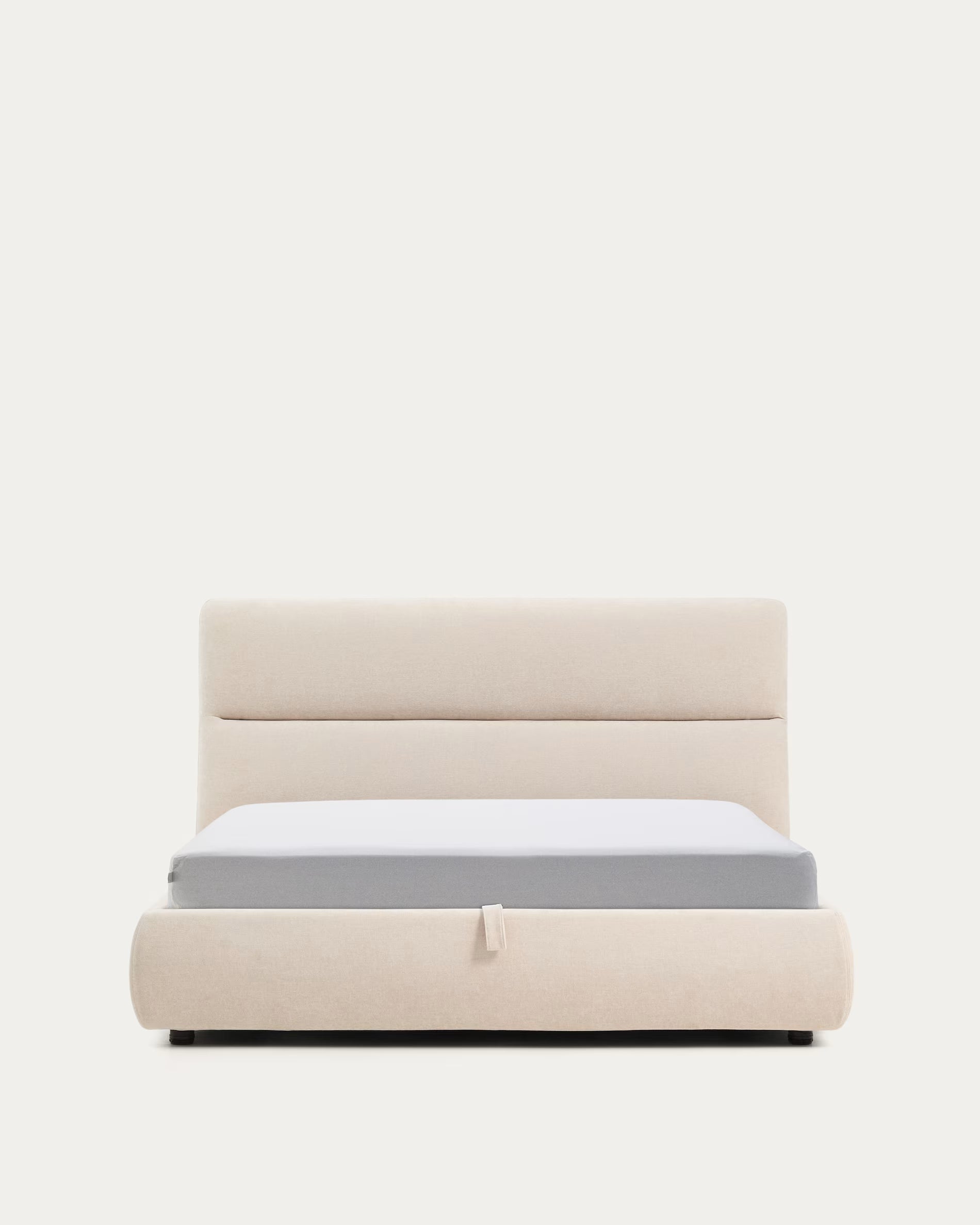 Łóżko z pojemnikiem na pościel DAFRA beżowy szenil