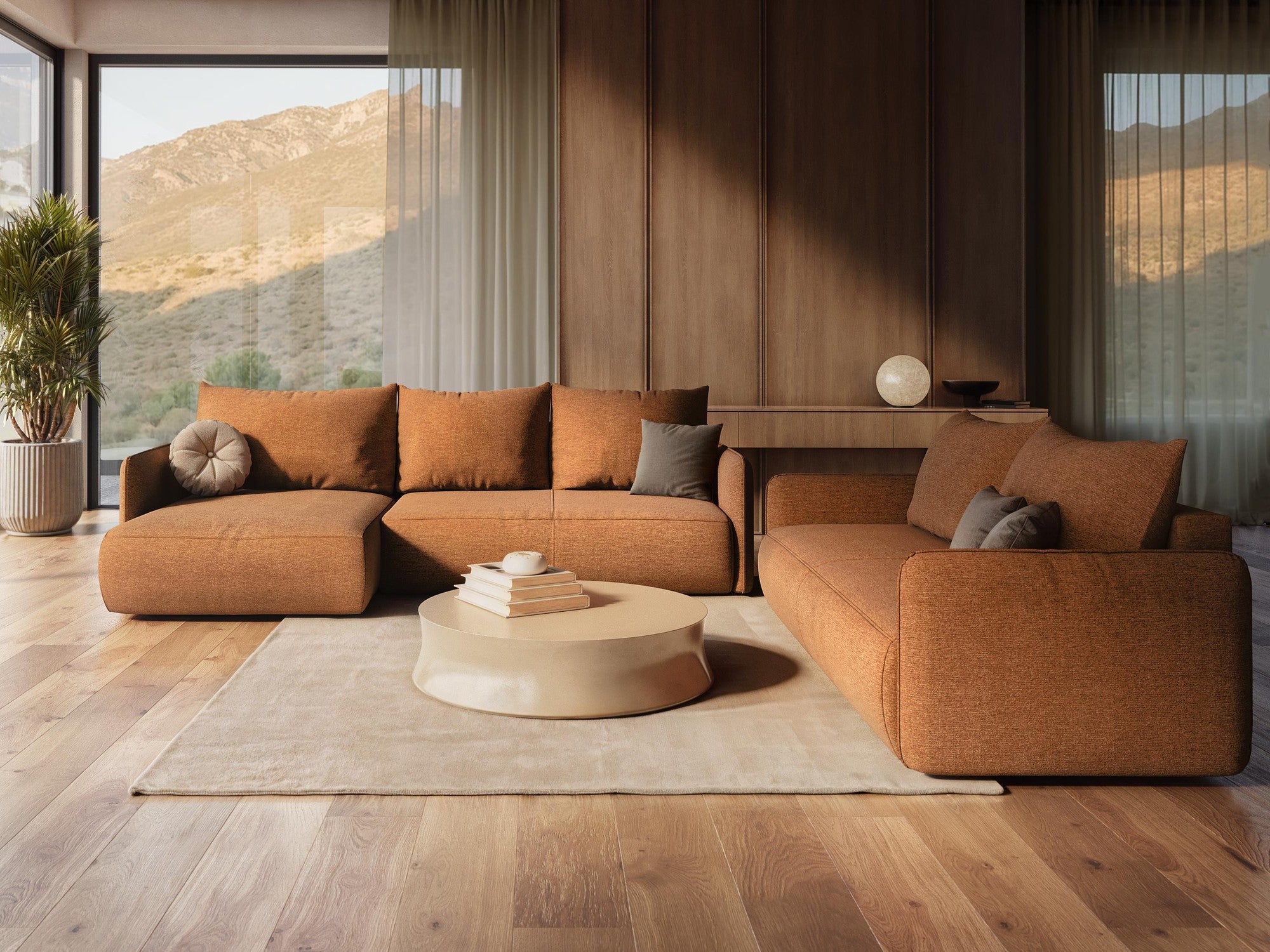 Narożnik aksamitny panoramiczny z funkcją spania NANEA czarny