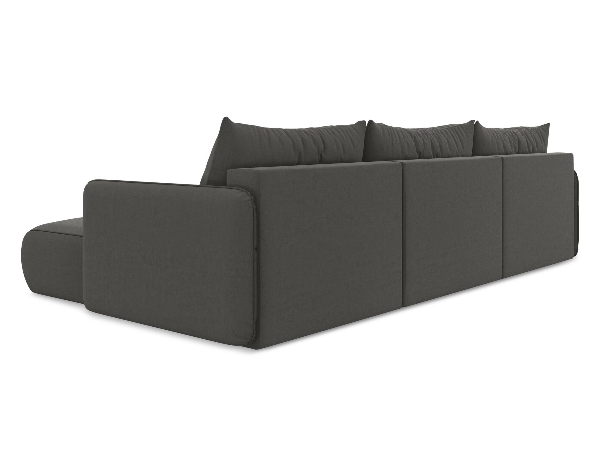 Panoramischer Samt-Ecksofa mit Schlaf-Funktion NANEA stahlgrau