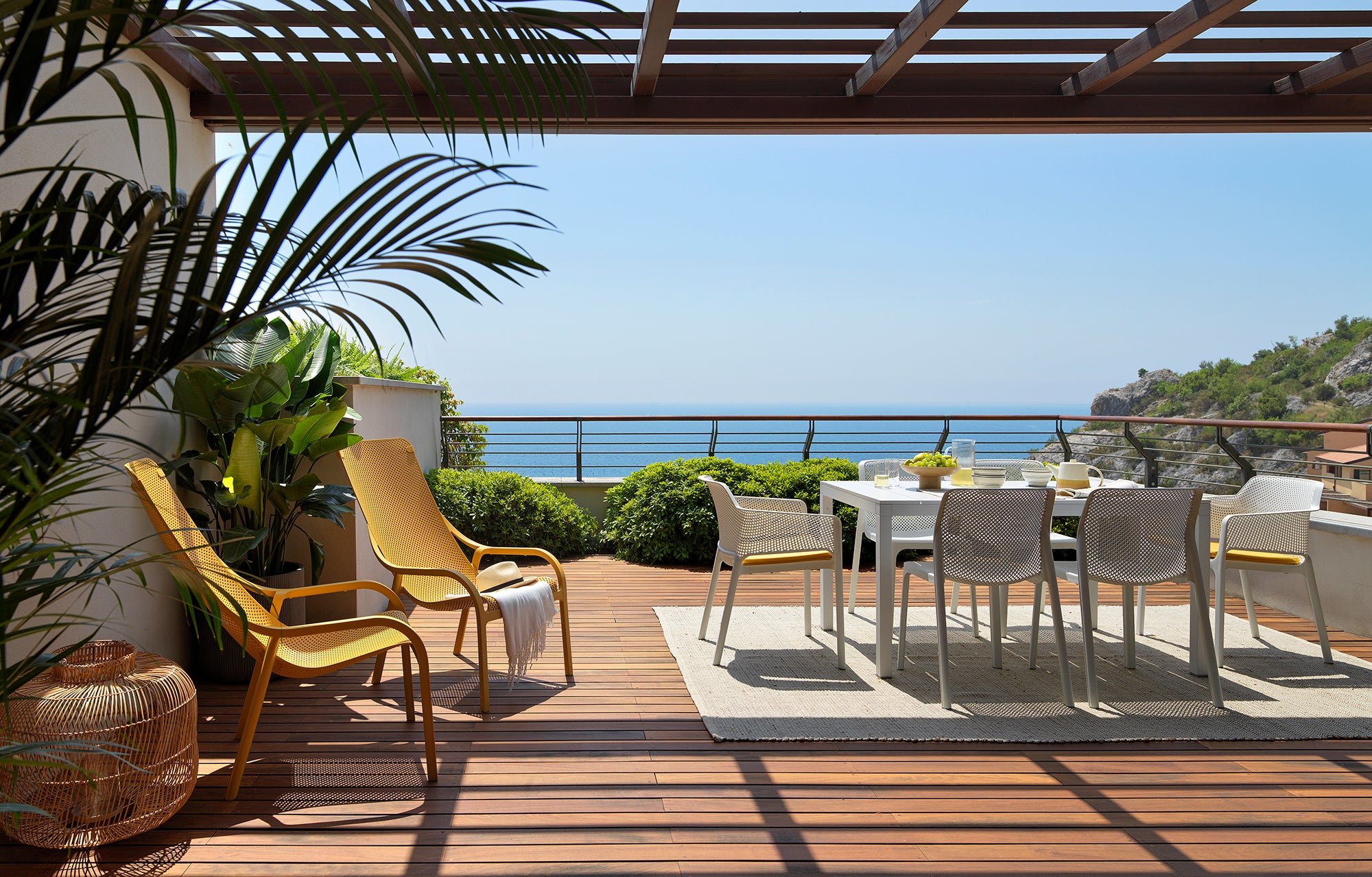 Outdoor armchair NET mustard