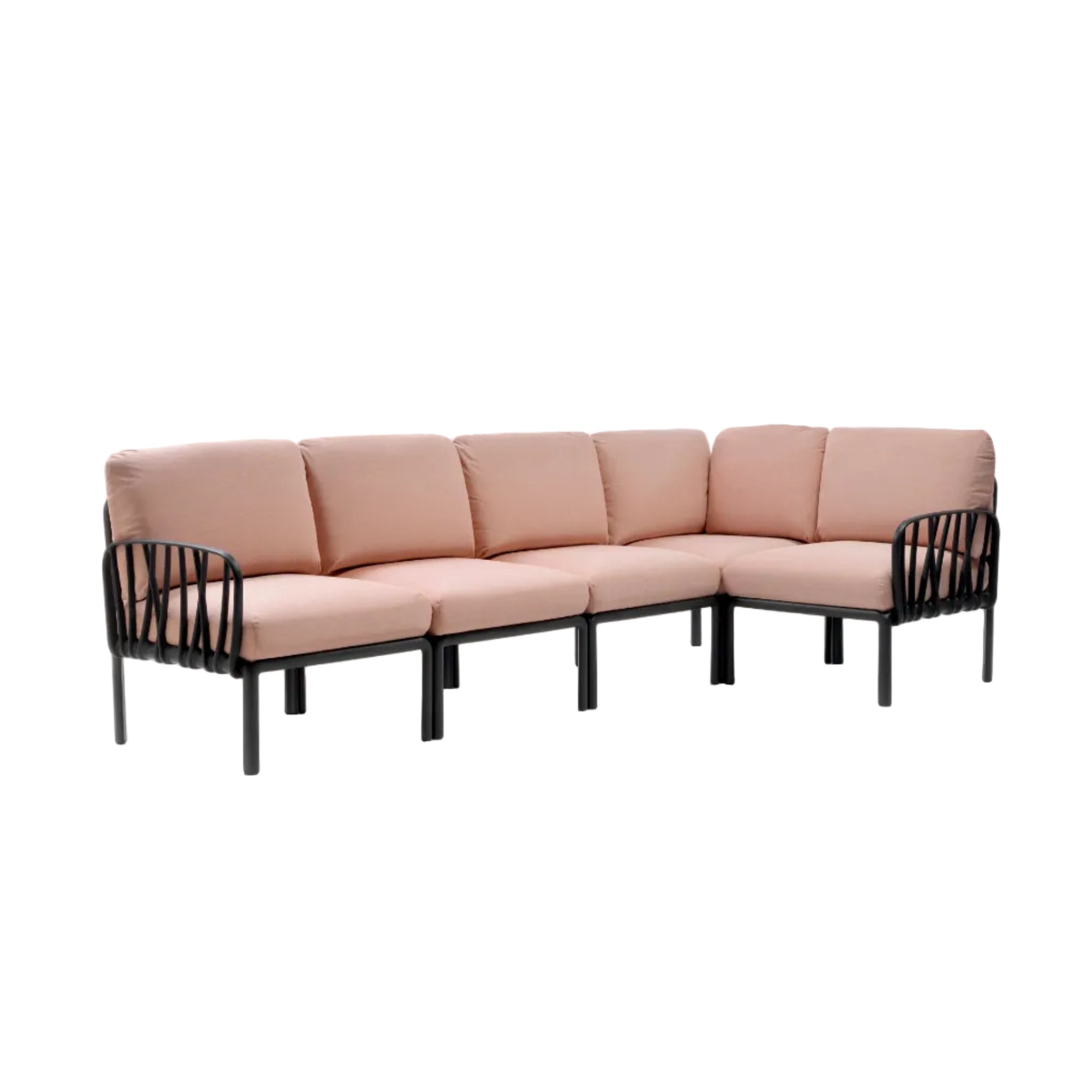 Modular Outdoor Corner Sofa KOMODO 5 Pink with Anthracite Base