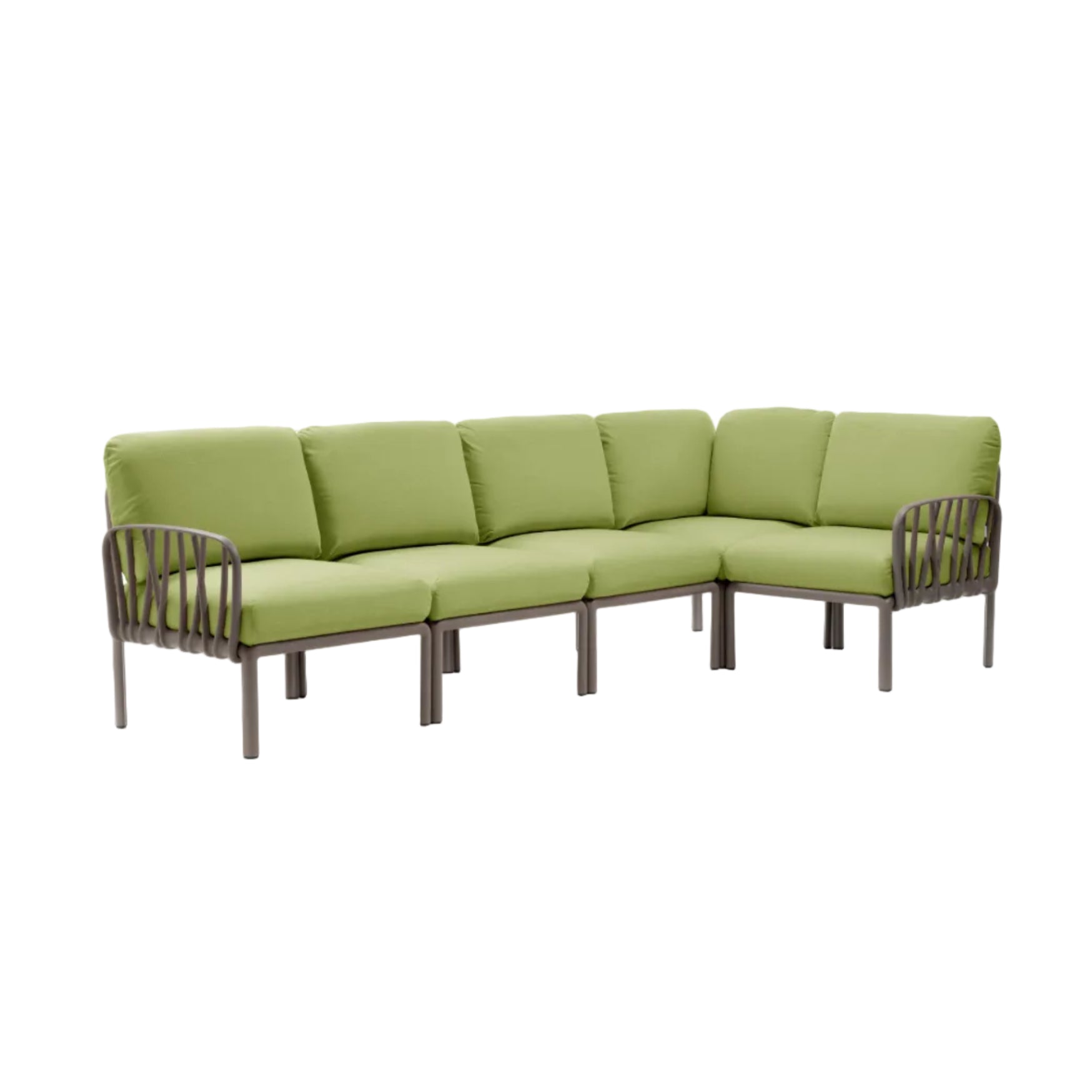 Modular Outdoor Corner Sofa KOMODO 5 Green Sunbrella® with Taupe Base