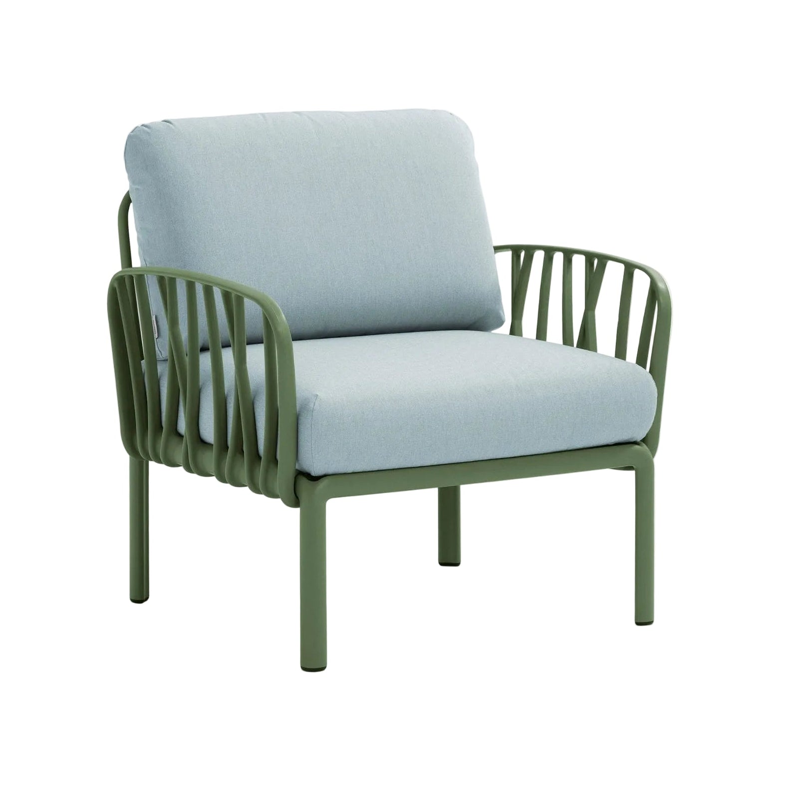 Fotel zewnętrzny KOMODO błękitny Sunbrella® z agave zieloną podstawą