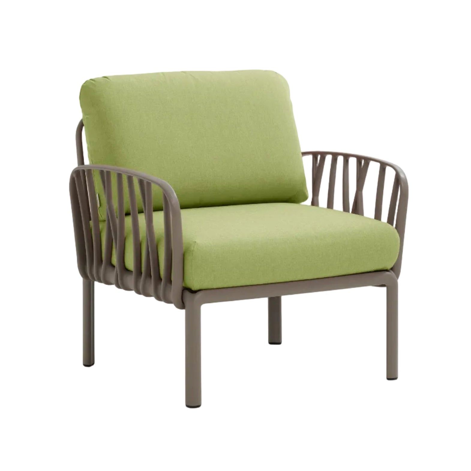 Fotel zewnętrzny KOMODO zielony Sunbrella® z taupe podstawą