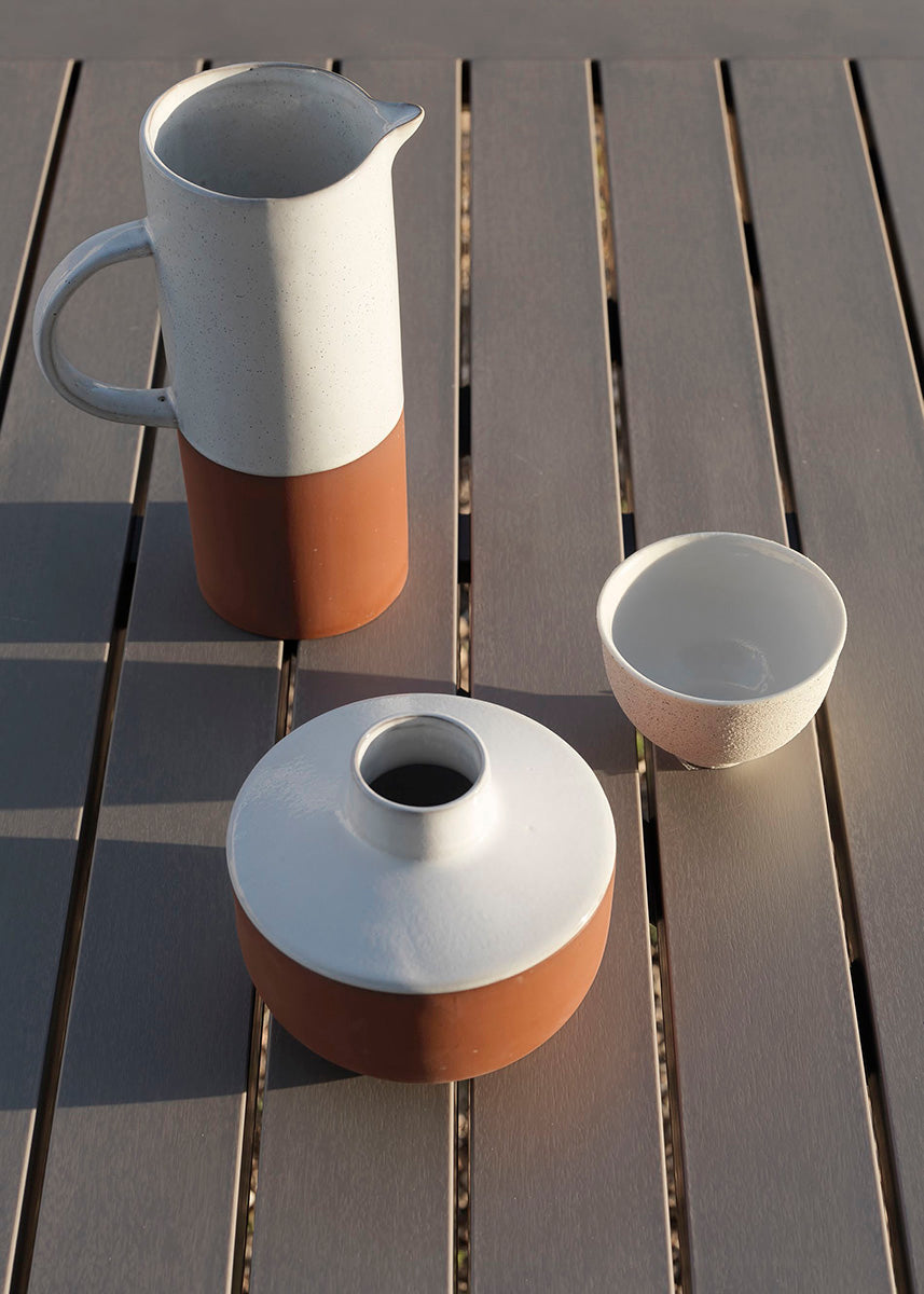 Ausziehbarer Gartentisch ALLORO taupe mit weißem Gestell